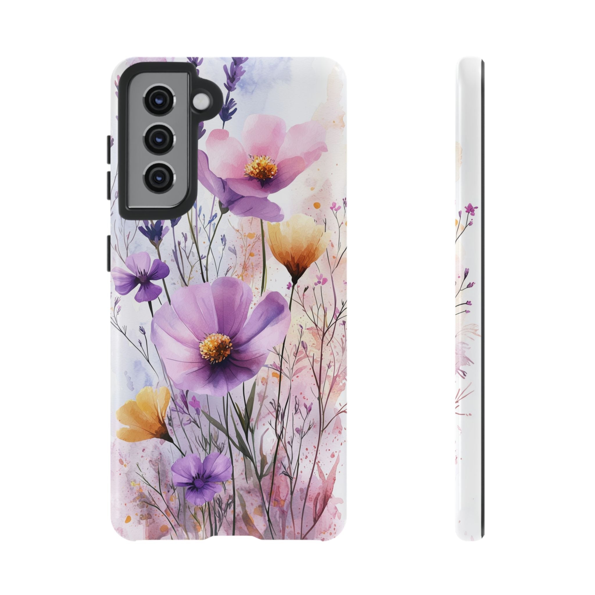 Floral Watercolour Tough Samsung Galaxy Case | Purple & Yellow Wildflowers