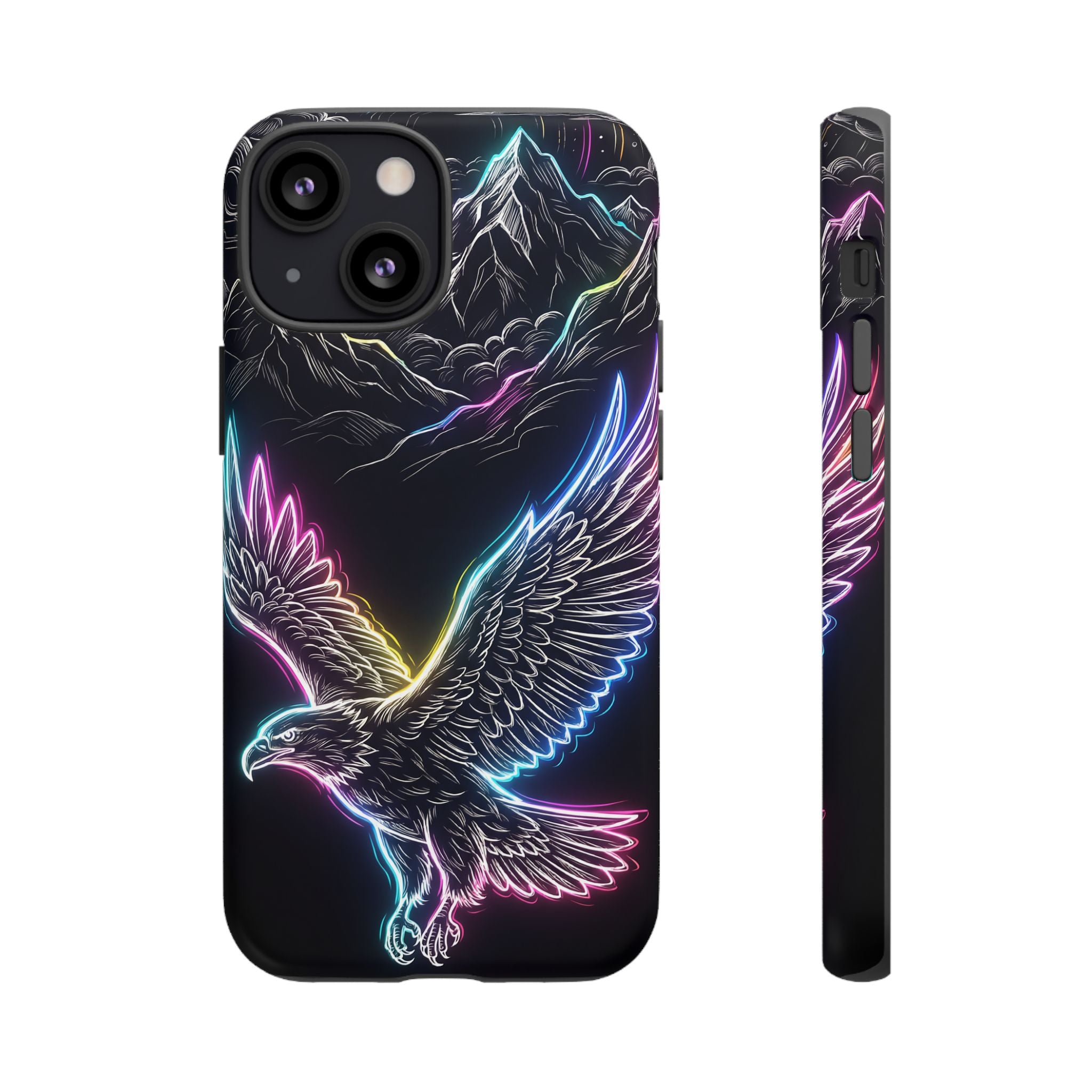 Neon Eagle iPhone Case with Mountain Design