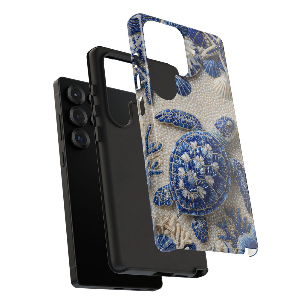 Sea Turtle Blue Ceramic Pattern Samsung Galaxy Phone Case