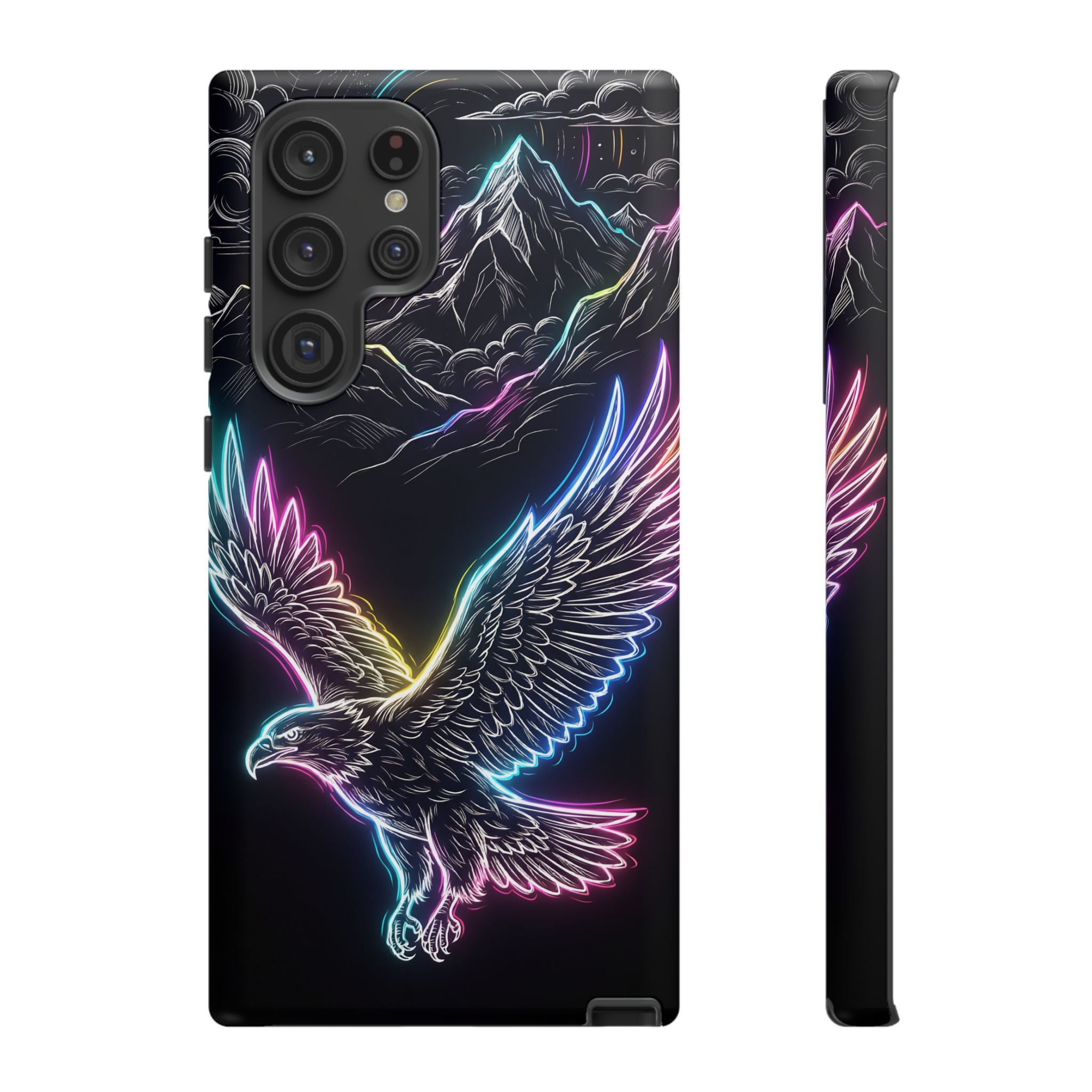 Neon Eagle Samsung Galaxy Phone Case with Mountain Design