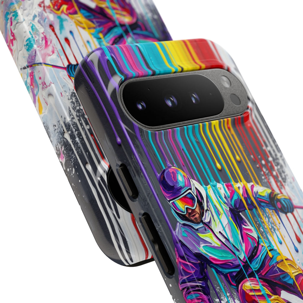 Colourful Skiing Drip Art Tough Google Pixel Phone Case