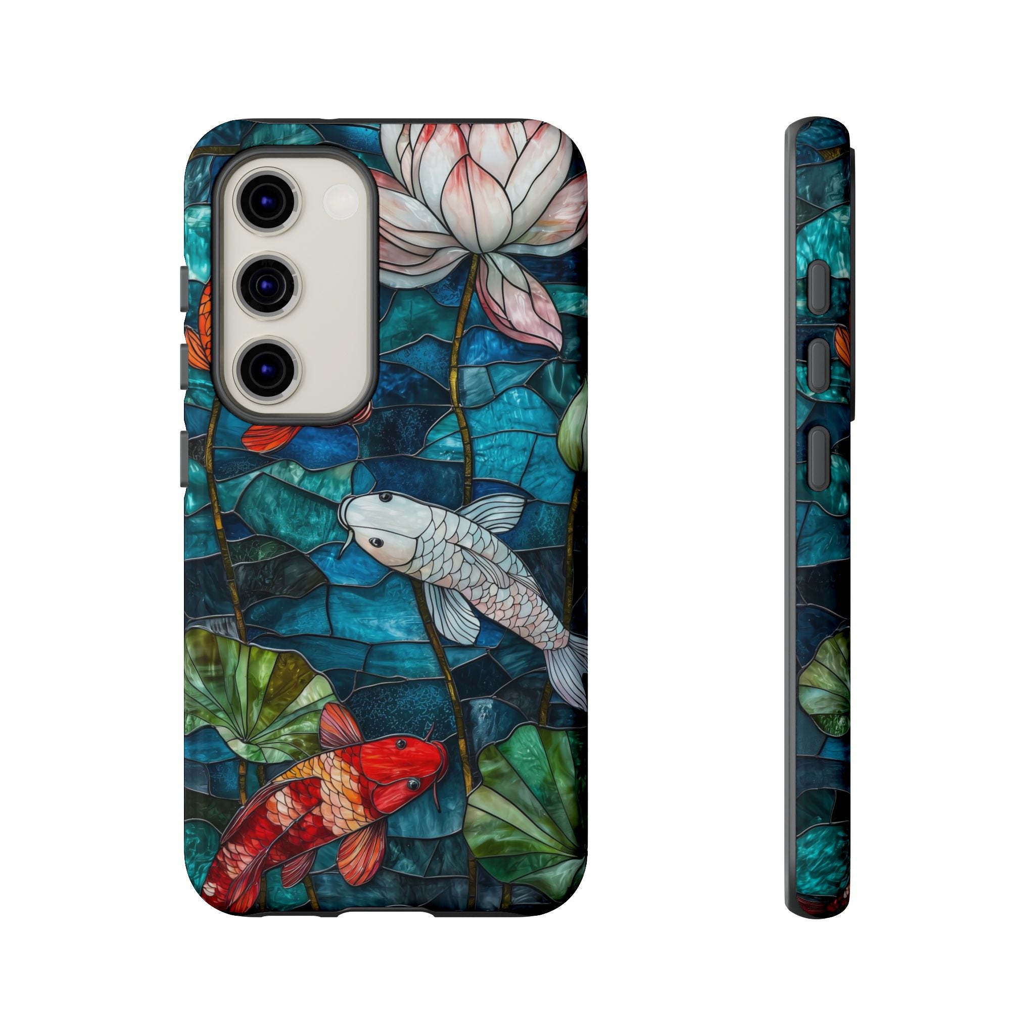 Koi Pond Tough Samsung Galaxy Case — Stained Glass Lotus & Koi Design