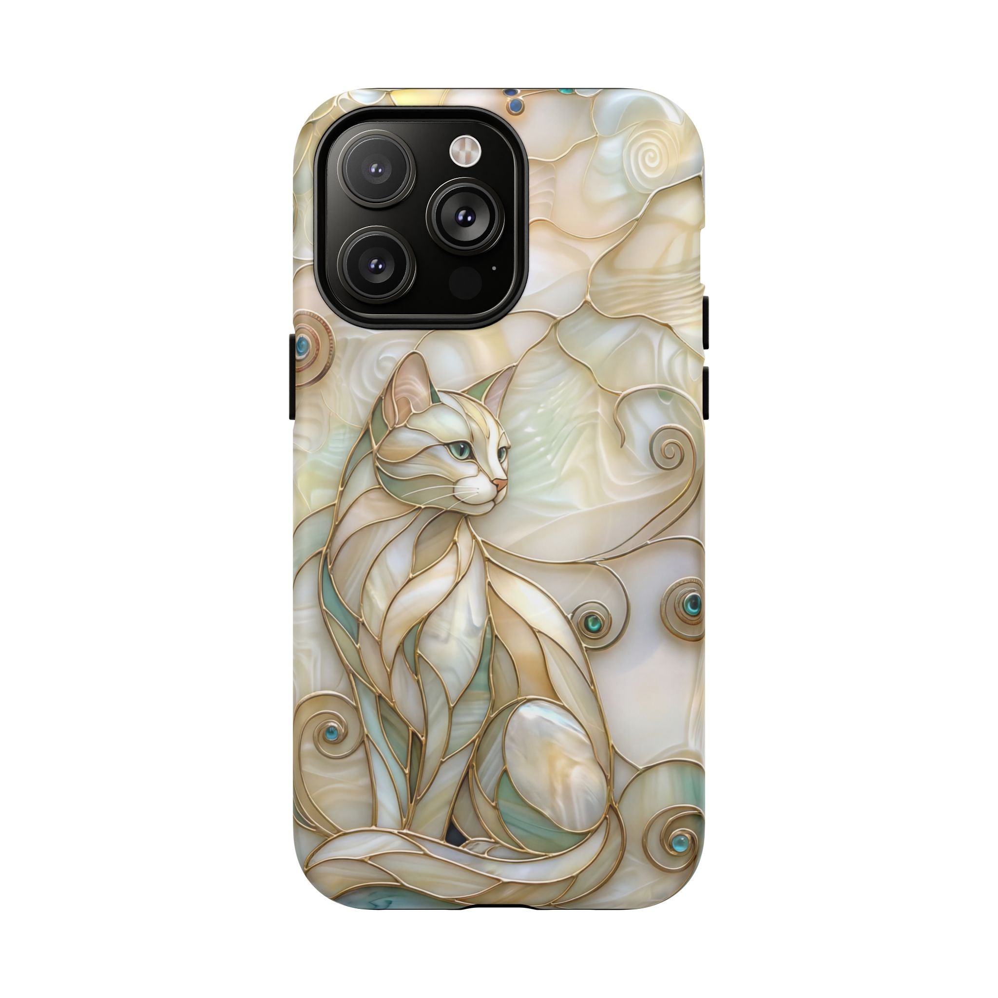 Art Nouveau Cat Phone Case | Elegant Stained-Glass Style Tough MagSafe Case