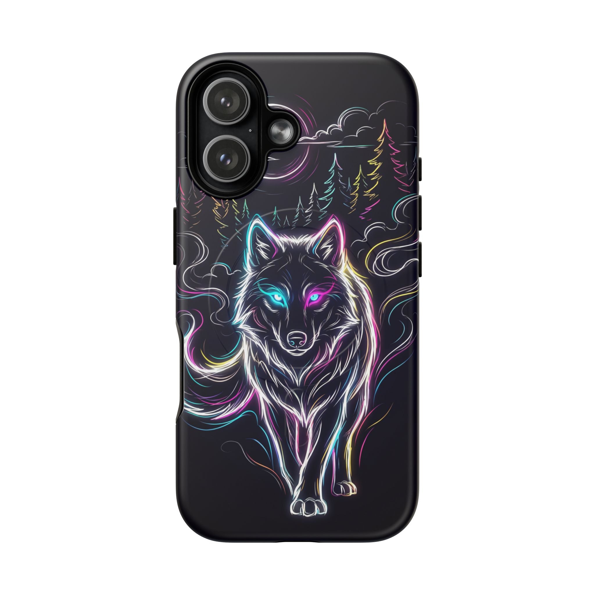 Neon Wolf MagSafe iPhone Case | Mystic Glow Protective Tough Case