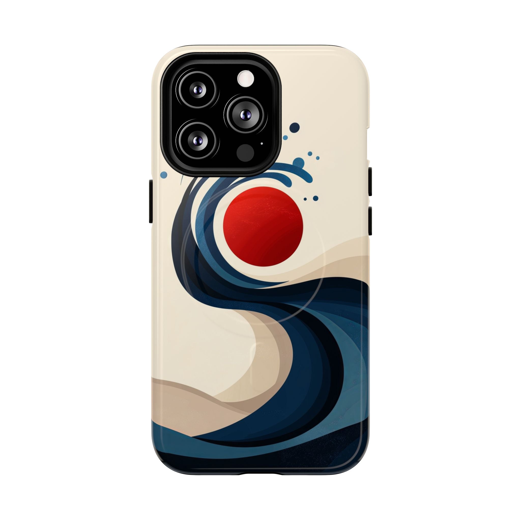 Abstract Wave MagSafe iPhone Case | Red Sun Ocean Art