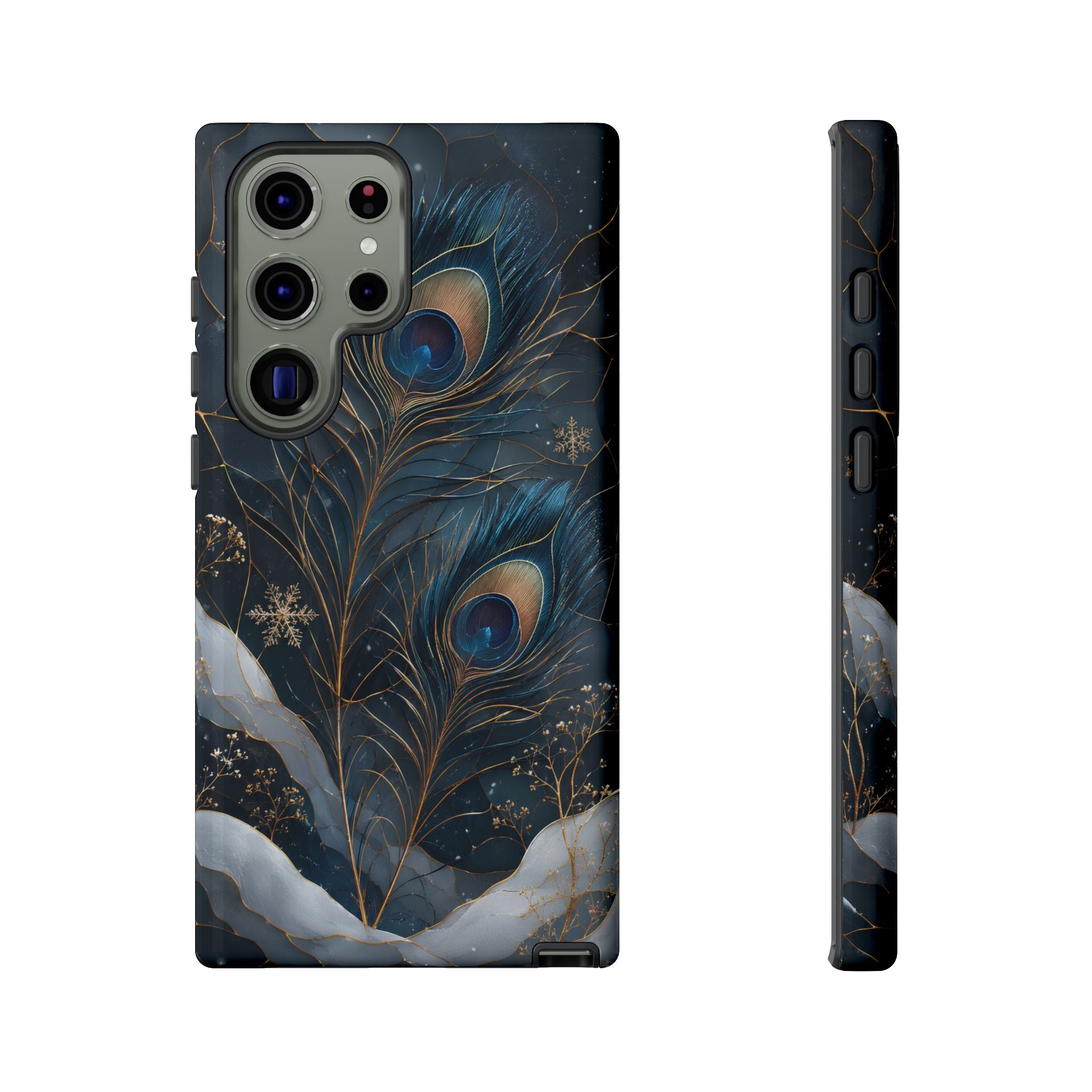 Peacock Feather Samsung Galaxy  Phone Case | Blue Gold Phone Case