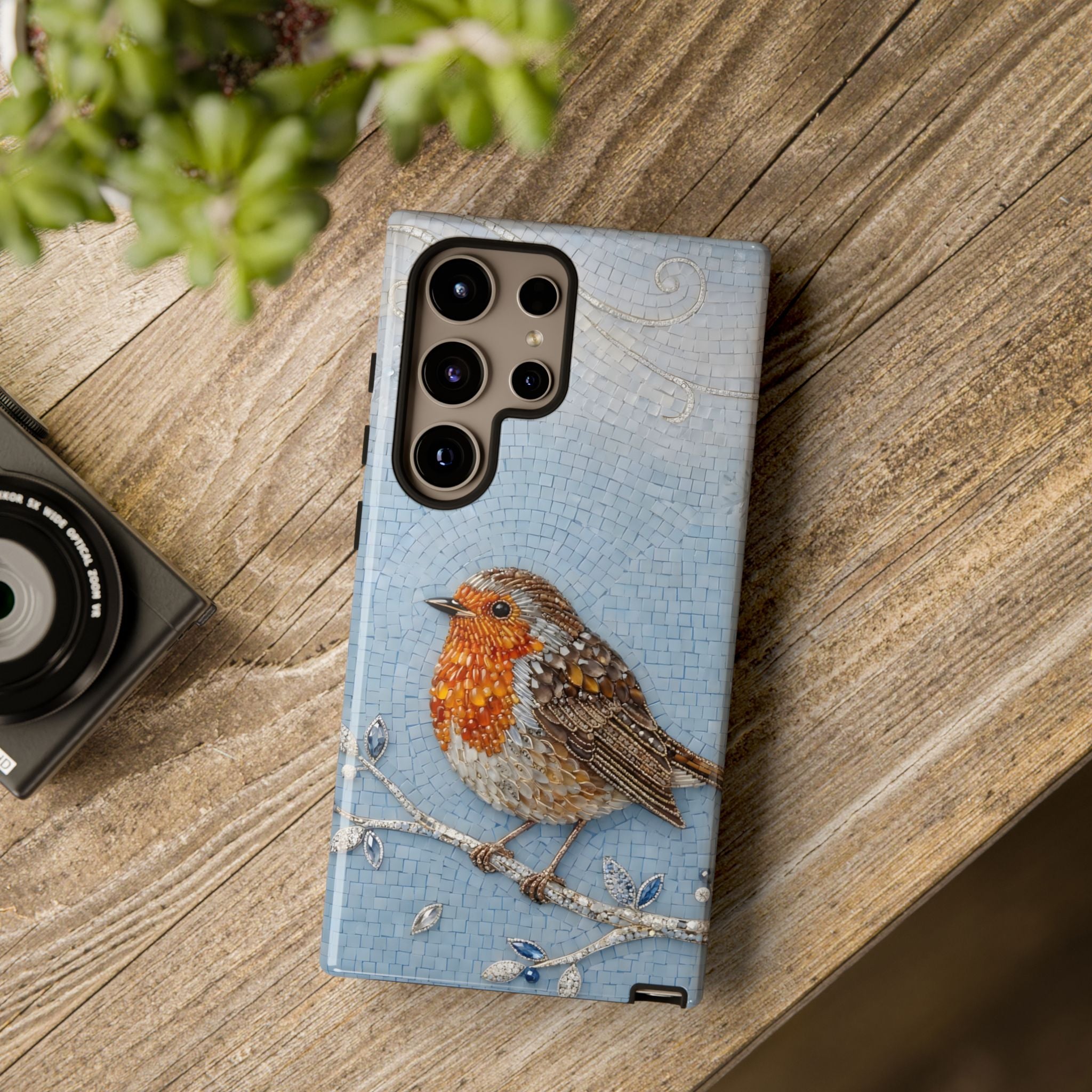 Robin Winter Samsung Galaxy Phone Case — Protective Floral Bird Design