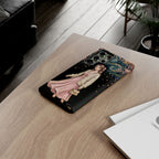 Floral Starry Night Samsung Galaxy Phone Case | Elegant Girl in Pink Dress