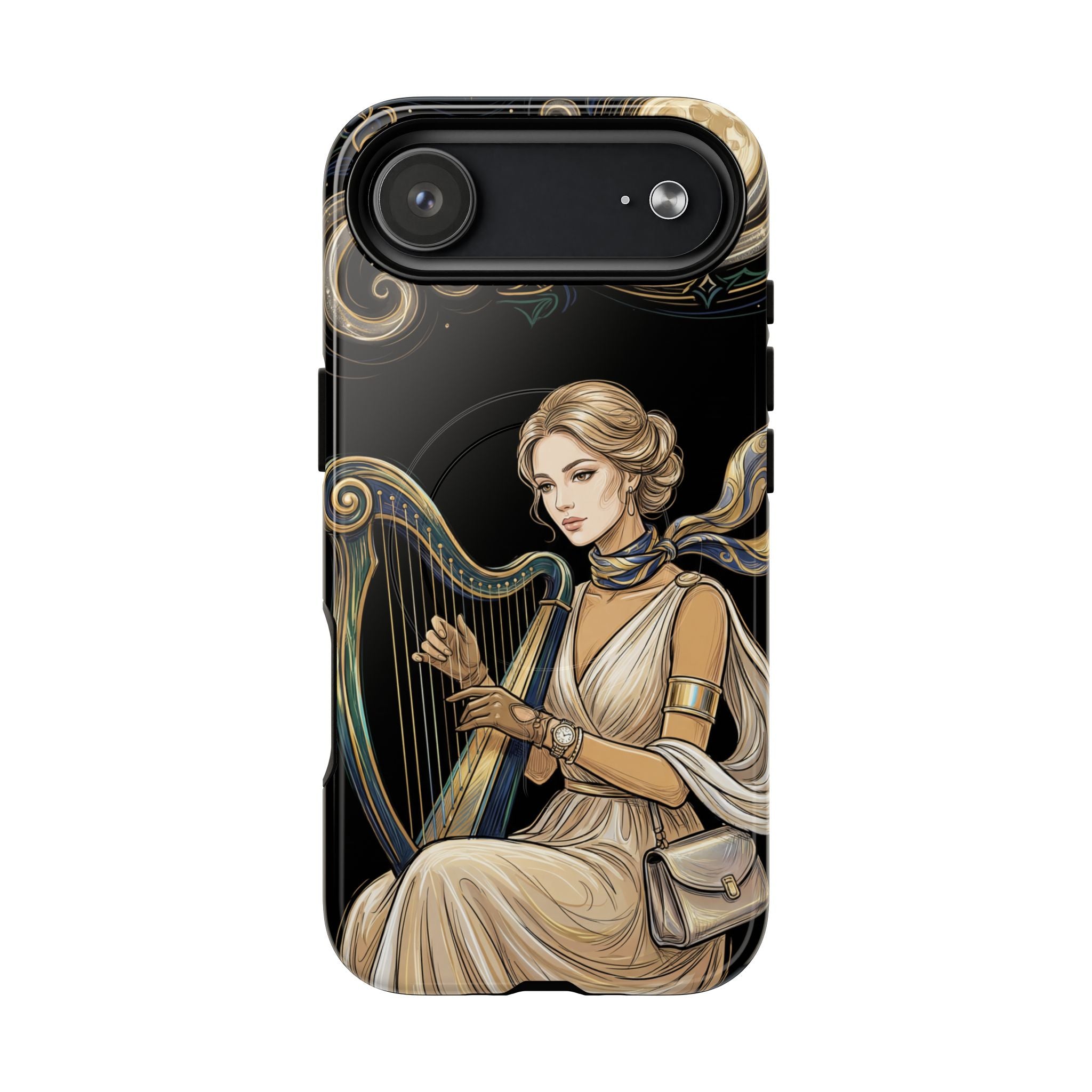 Moonlit Harp MagSafe iPhone Case | Vintage Goddess Musician Art
