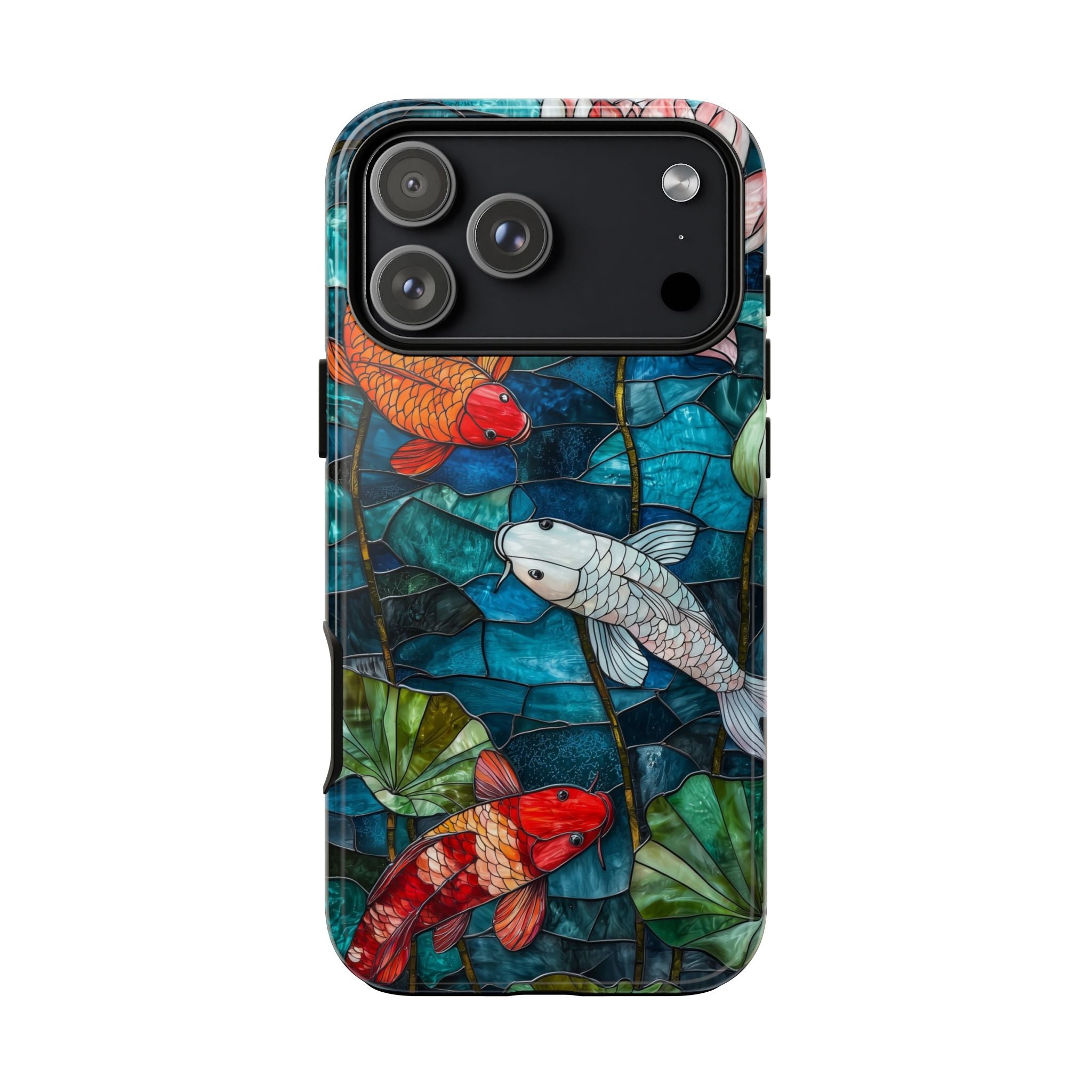 Koi Pond Tough iPhone Case — Stained Glass Lotus & Koi Design