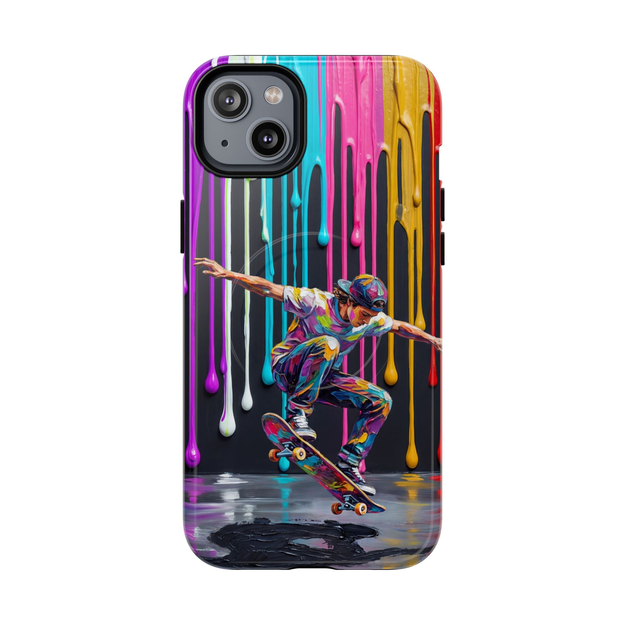 Colourful Drip Art Skateboarder Splash MagSafe iPhone Case