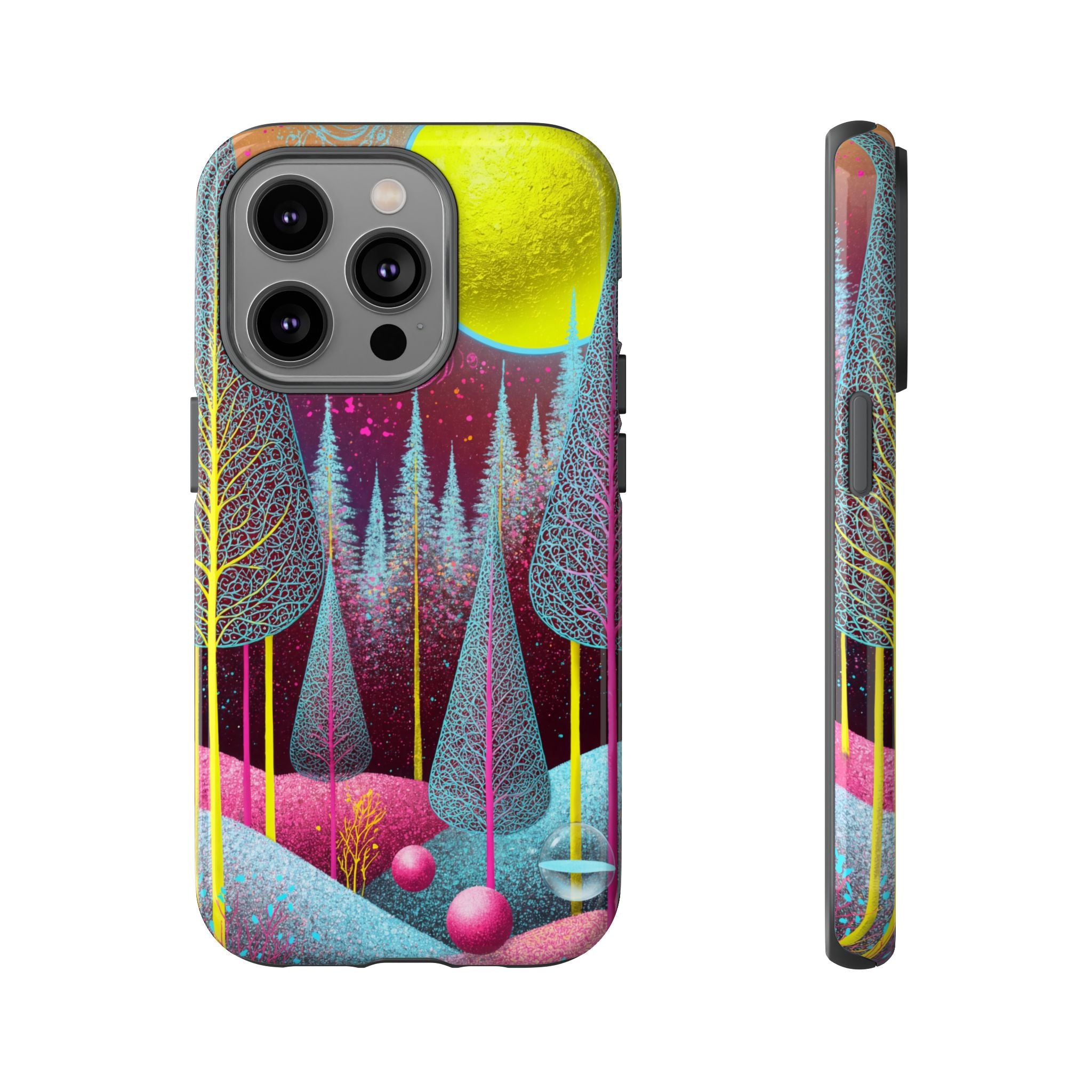 Neon Dreamscape Forest iPhone Case