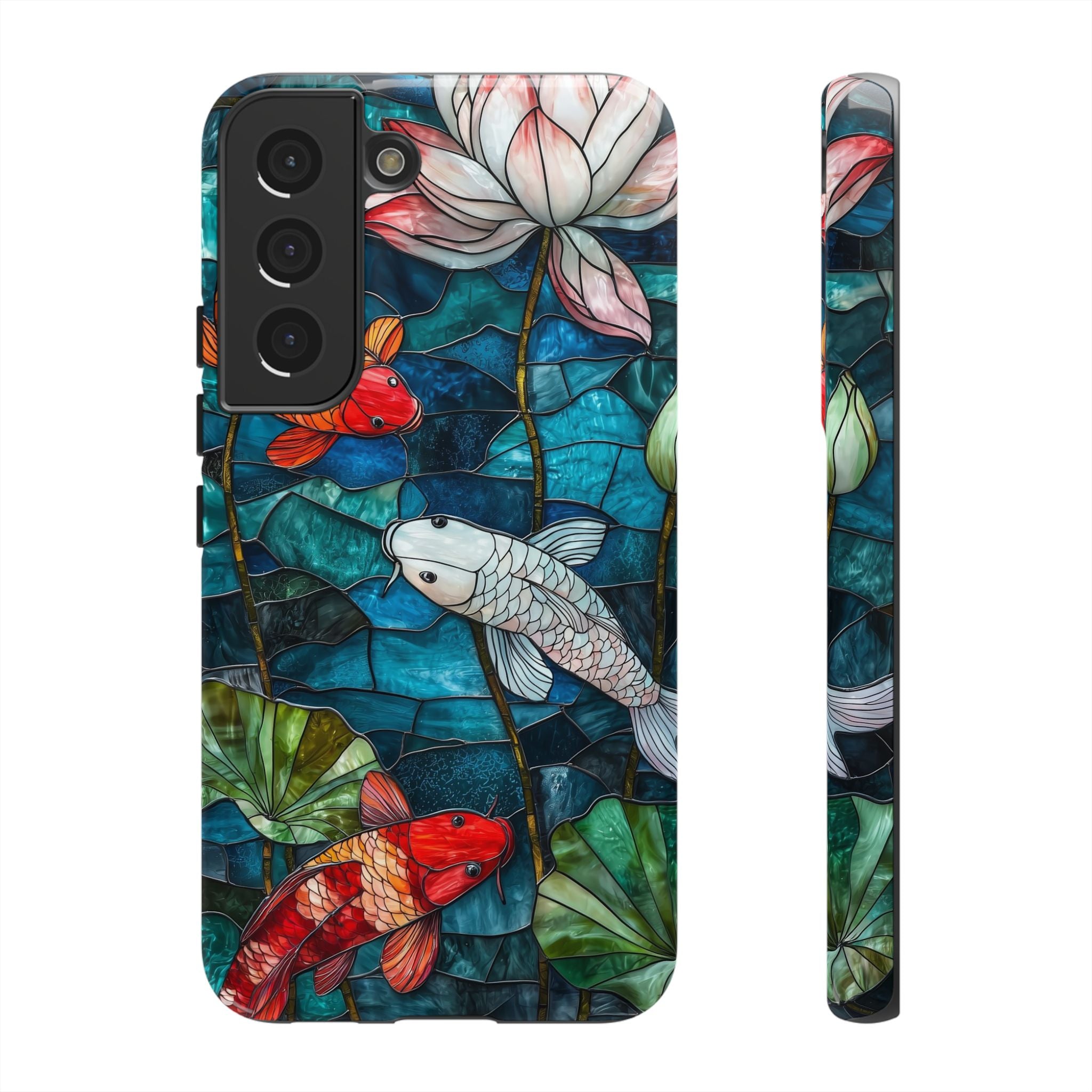 Koi Pond Tough Samsung Galaxy Case — Stained Glass Lotus & Koi Design