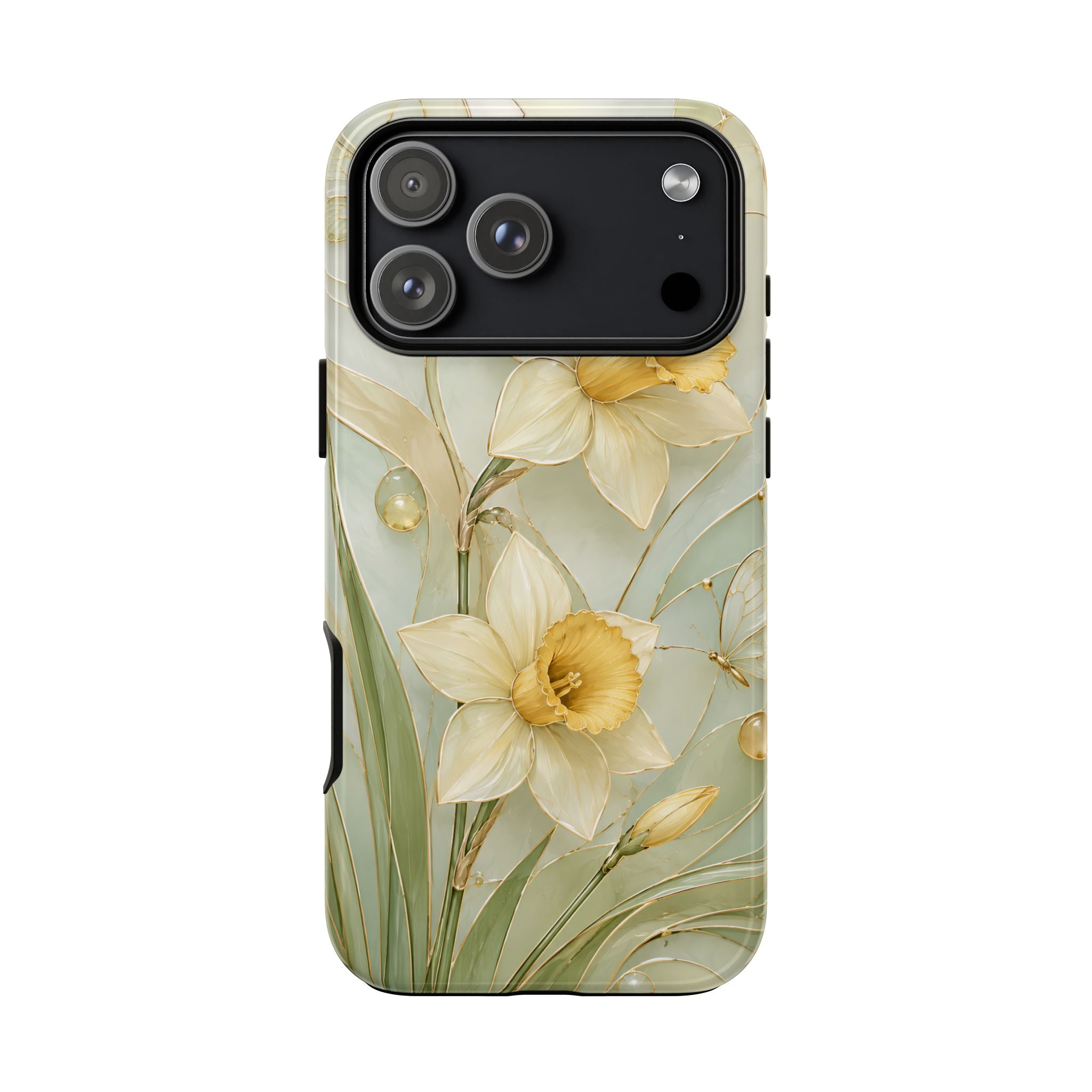 Stained Glass Daffodil iPhone Case | Yellow Floral Phone Cover