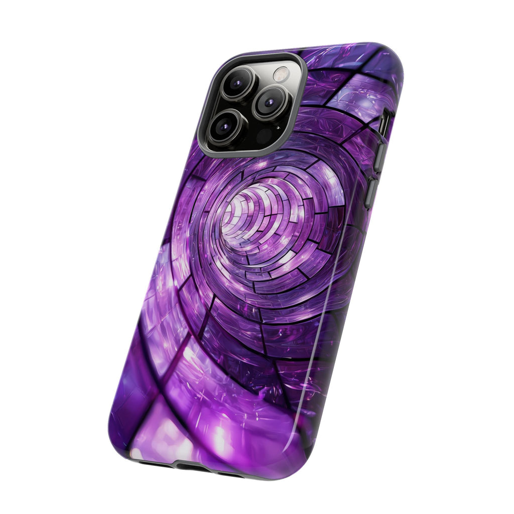 Purple Vortex Tough iPhone Case — Abstract Spiral Protective Cover
