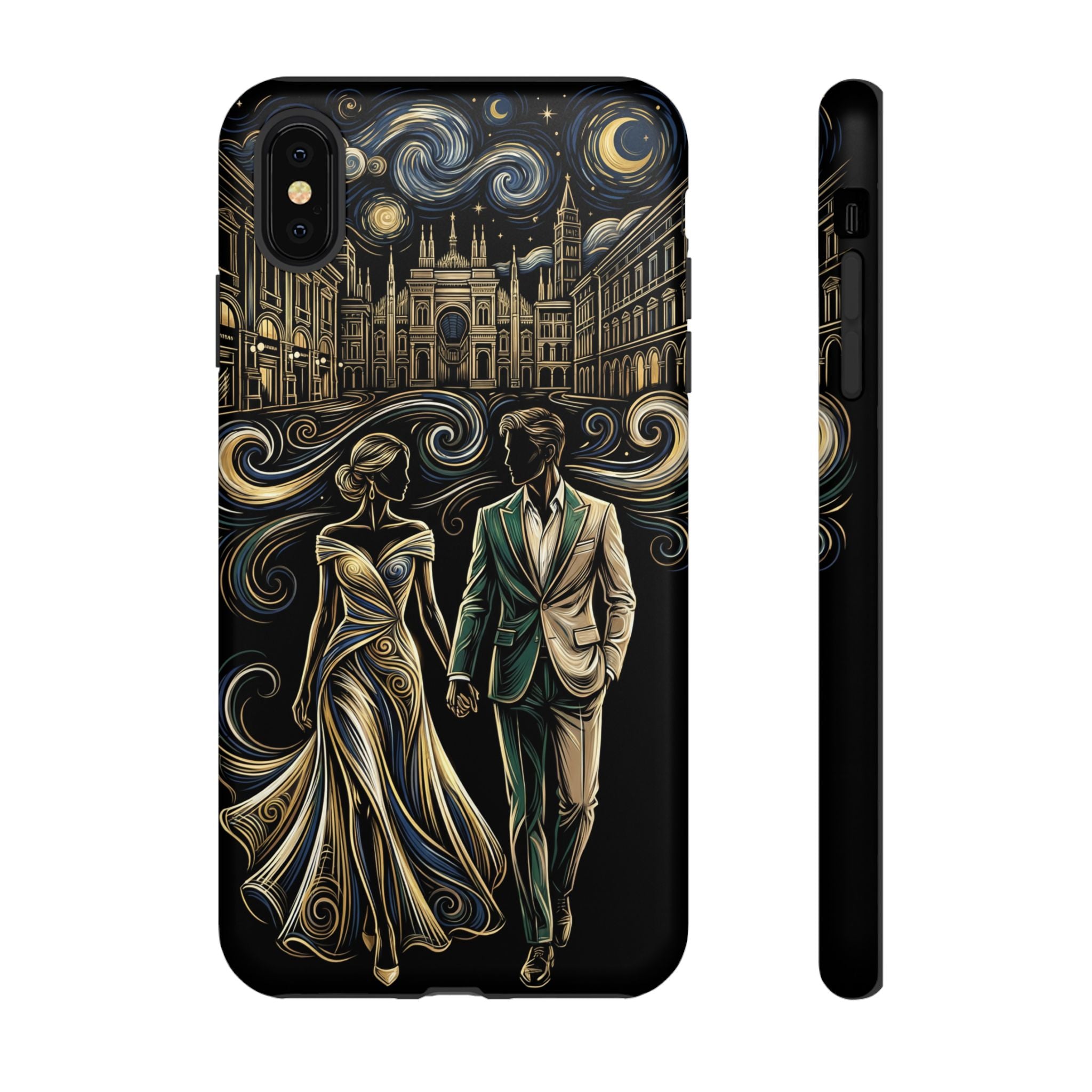 Romantic Night Walk iPhone Case | Elegant Couple Art
