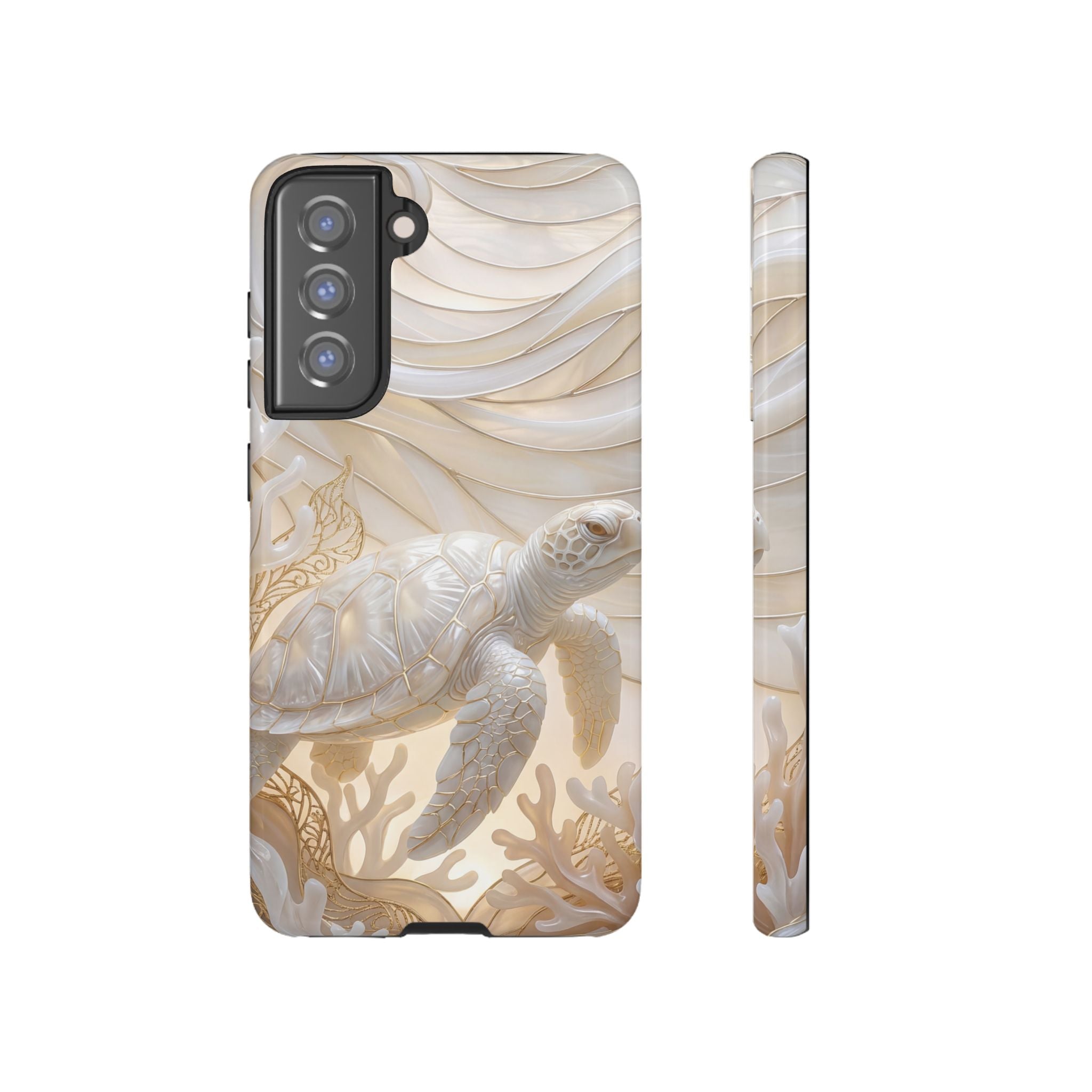 Sea Turtle Tough Samsung Galaxy Case — Elegant Nautical Coral Design