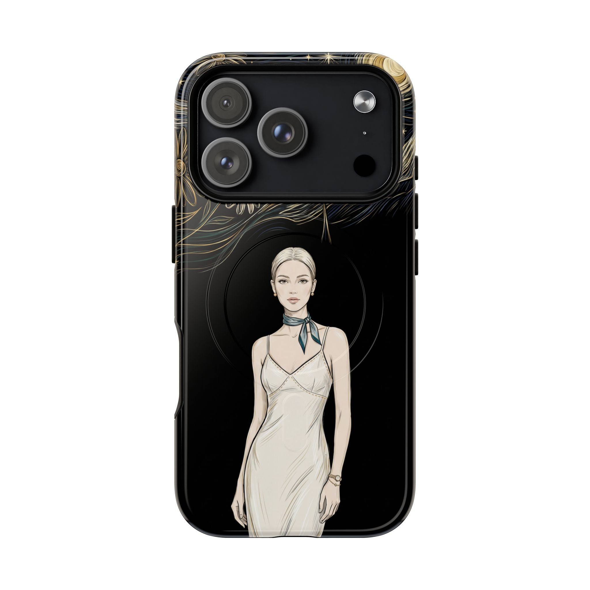 Starry Night Fashion MagSafe iPhone Case | Elegant Woman Illustration