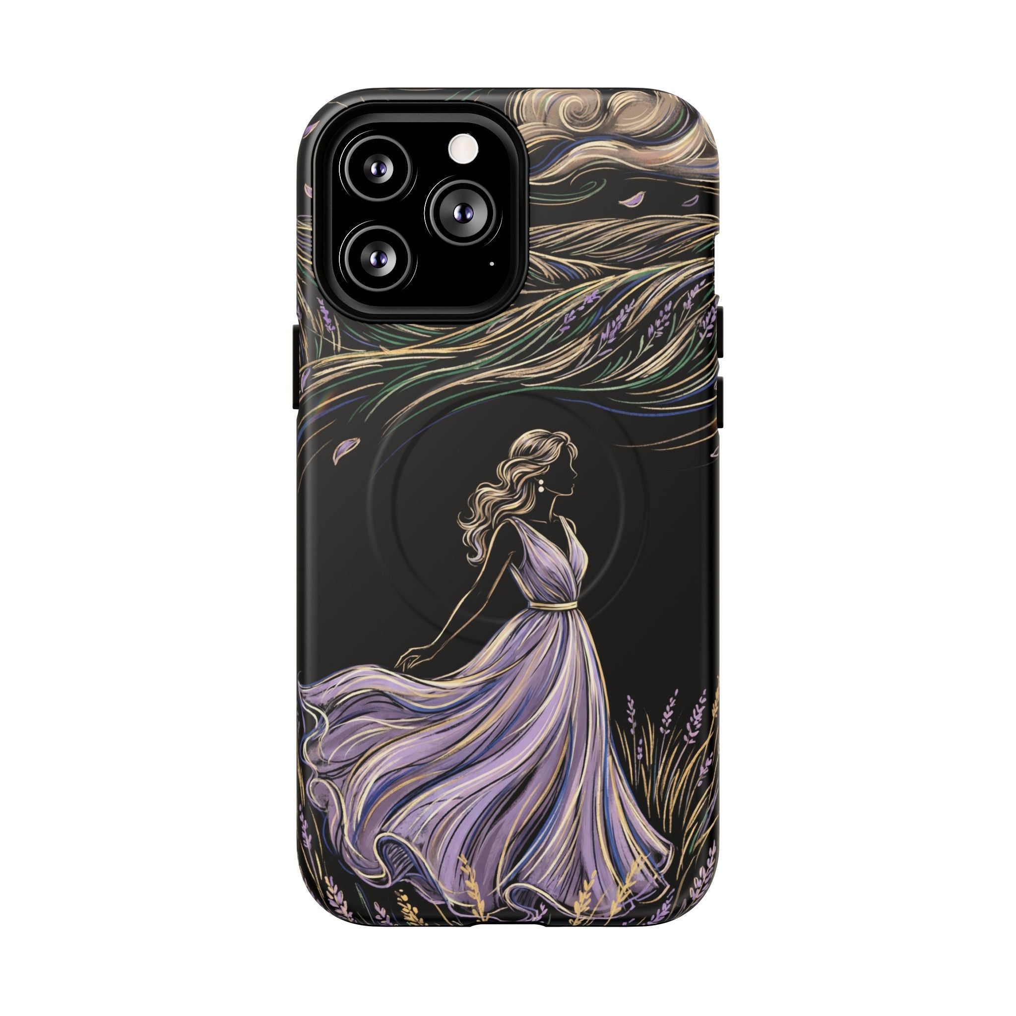 Lavender Breeze MagSafe iPhone Case | Elegant Dancing Woman Floral Protection