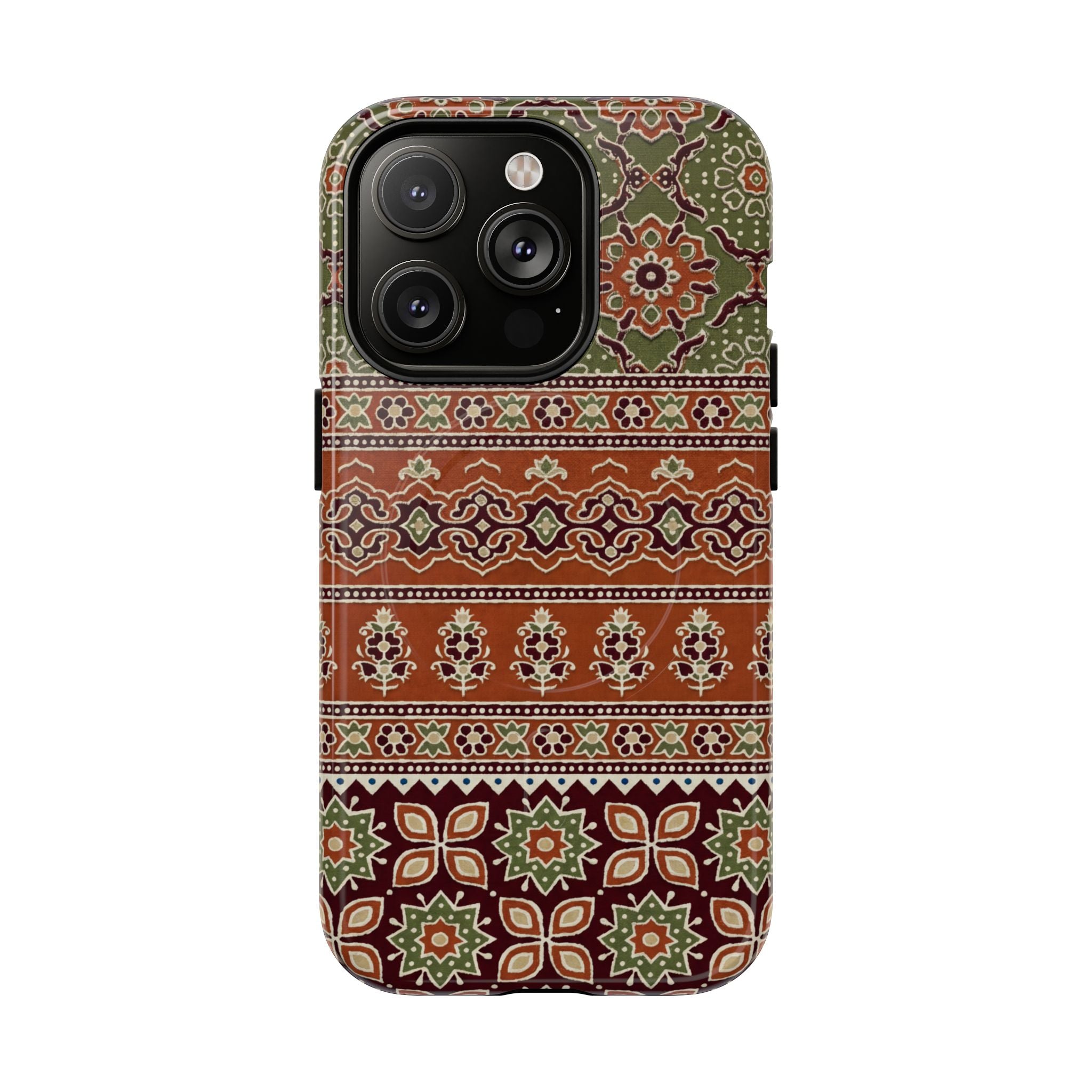 Batik Floral Protective Tough MagSafe iPhone Case