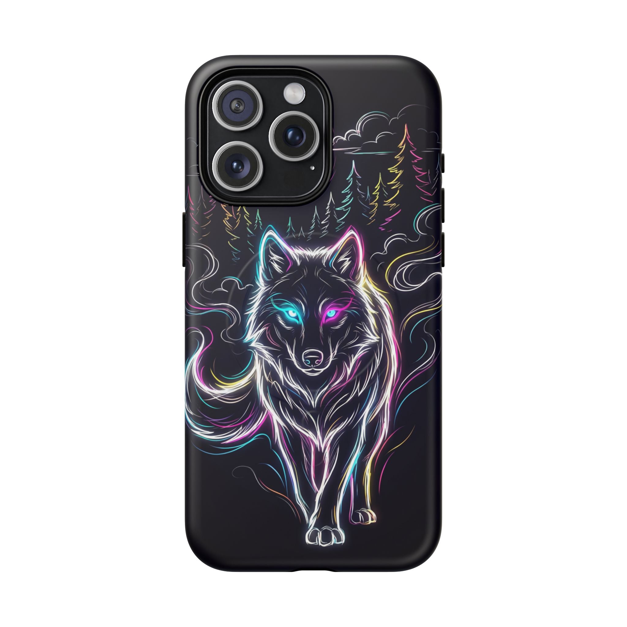 Neon Wolf MagSafe iPhone Case | Mystic Glow Protective Tough Case
