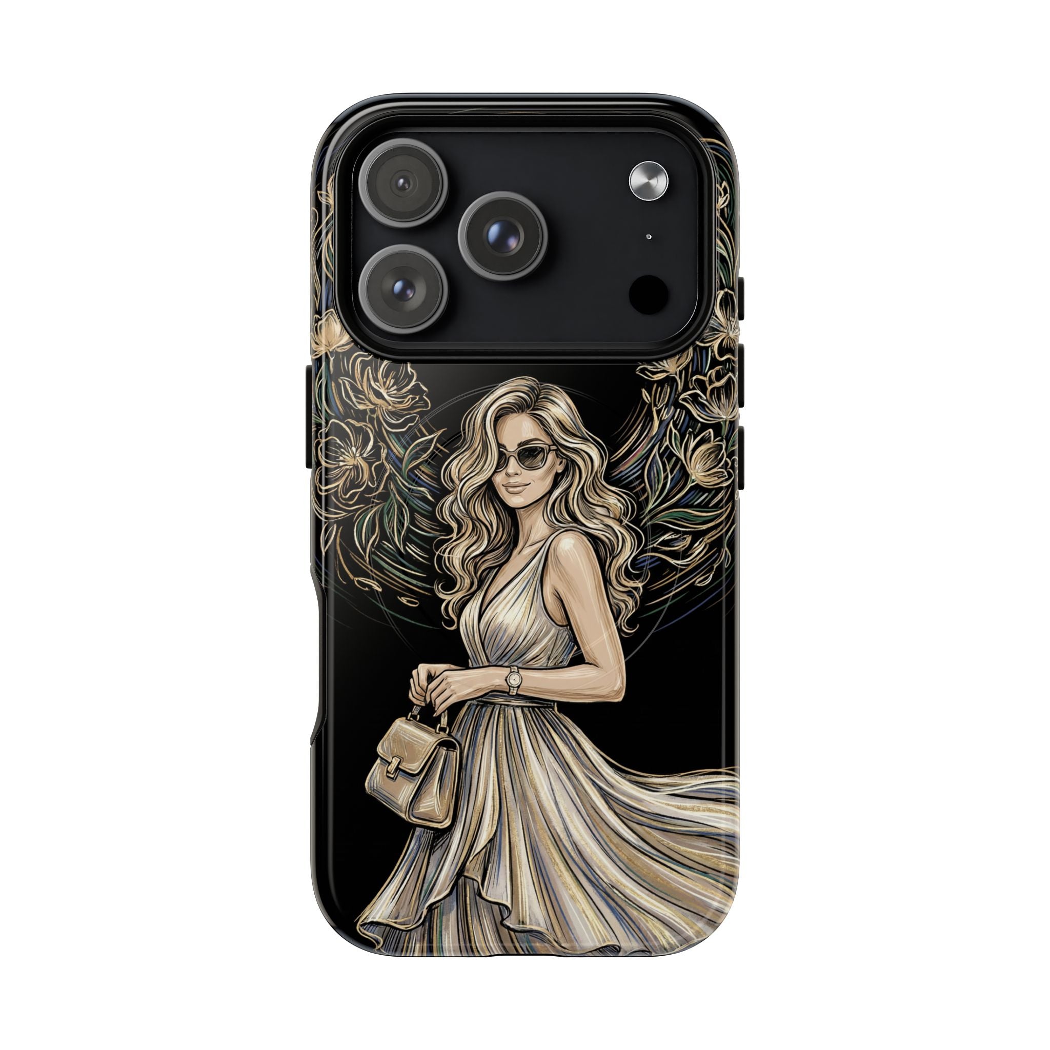 Stylish Woman Floral Wreath Tough MagSafe iPhone Case