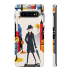 Retro Gentleman in Cityscape Illustration Samsung Galaxy Phone Case