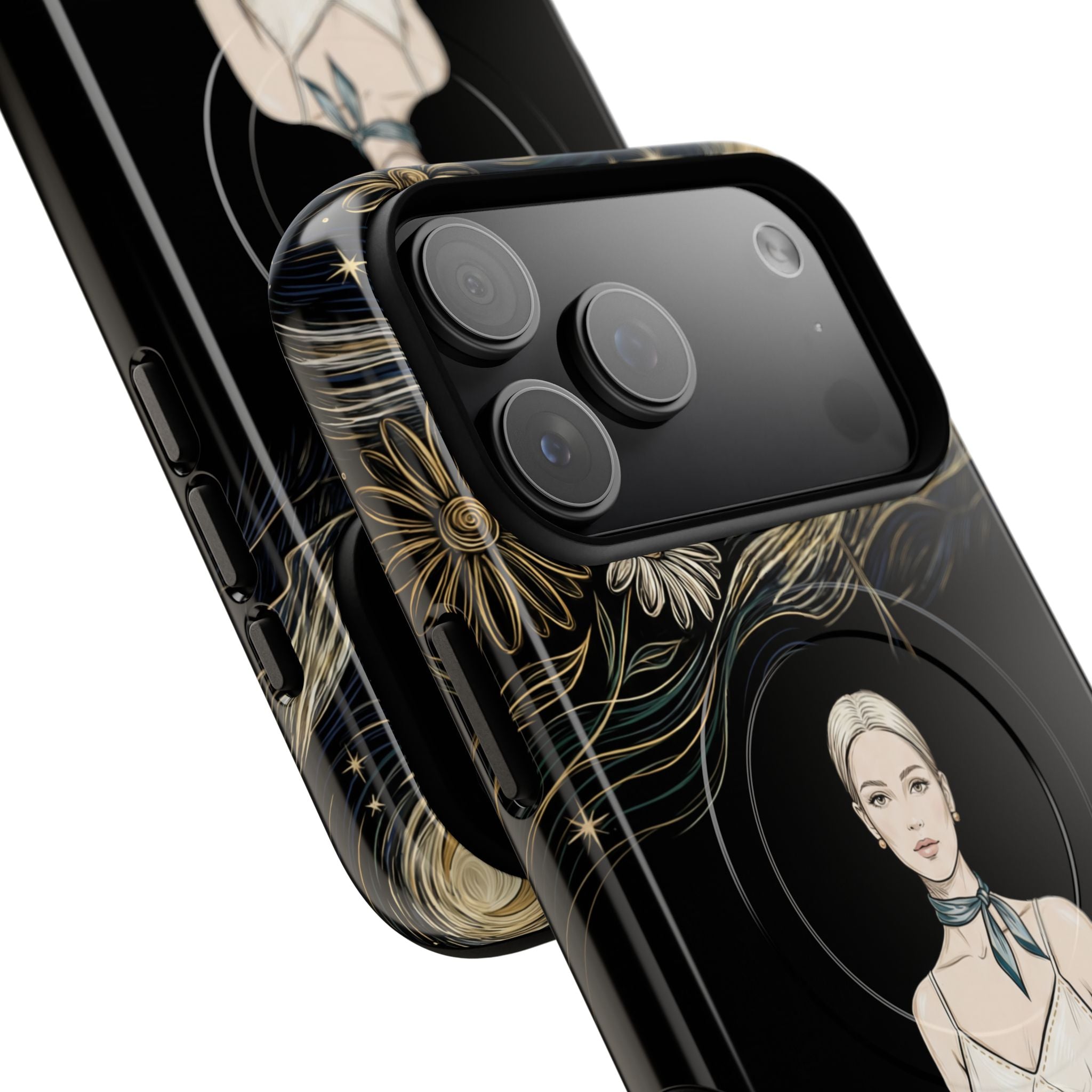 Starry Night Fashion MagSafe iPhone Case | Elegant Woman Illustration