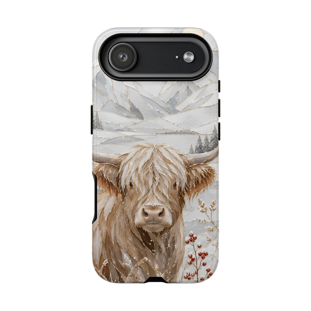 Highland Cow iPhone Case | Stained Glass Mountain Case