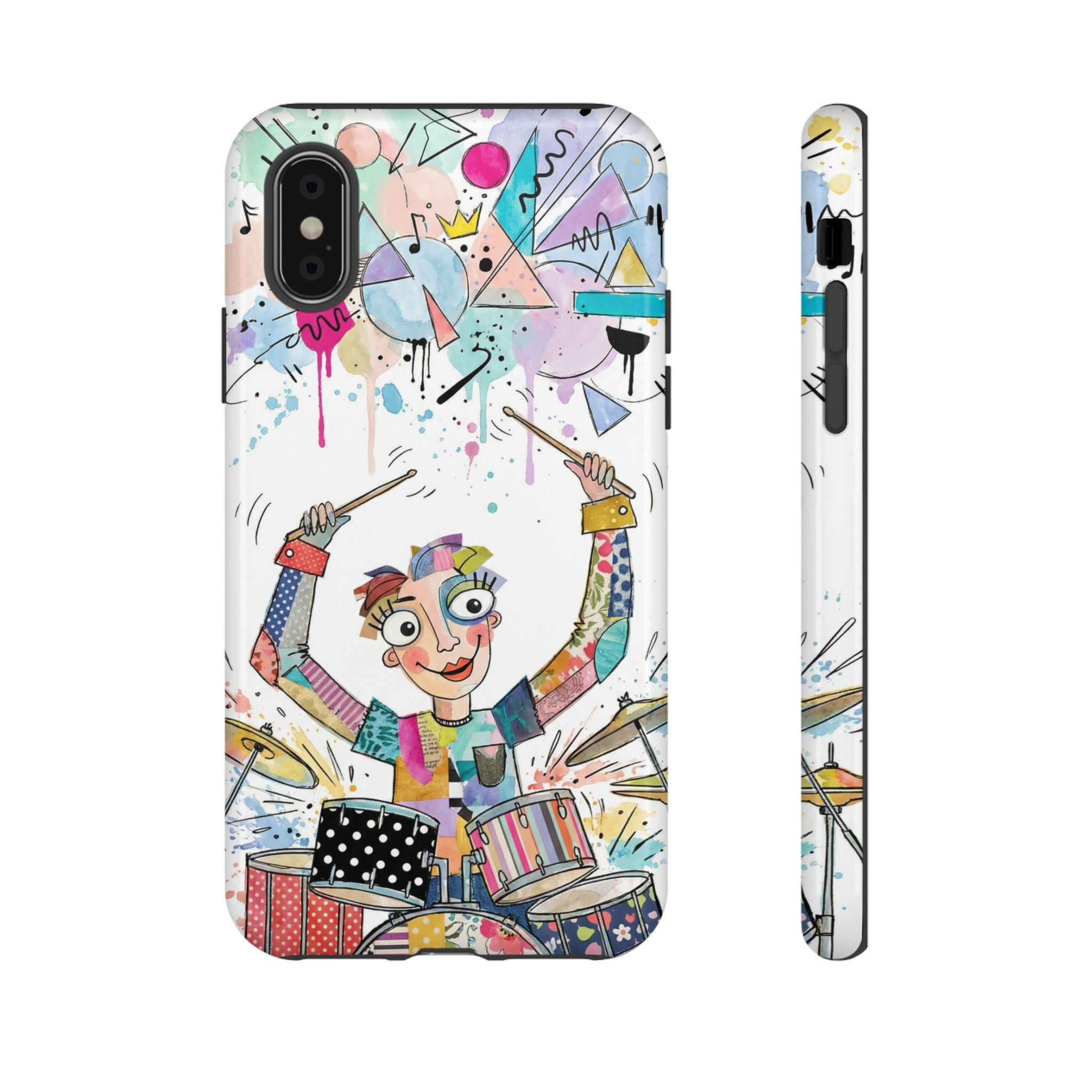 Drummer Boy iPhone Case | Colorful Cartoon Drum Kit Protective Cover
