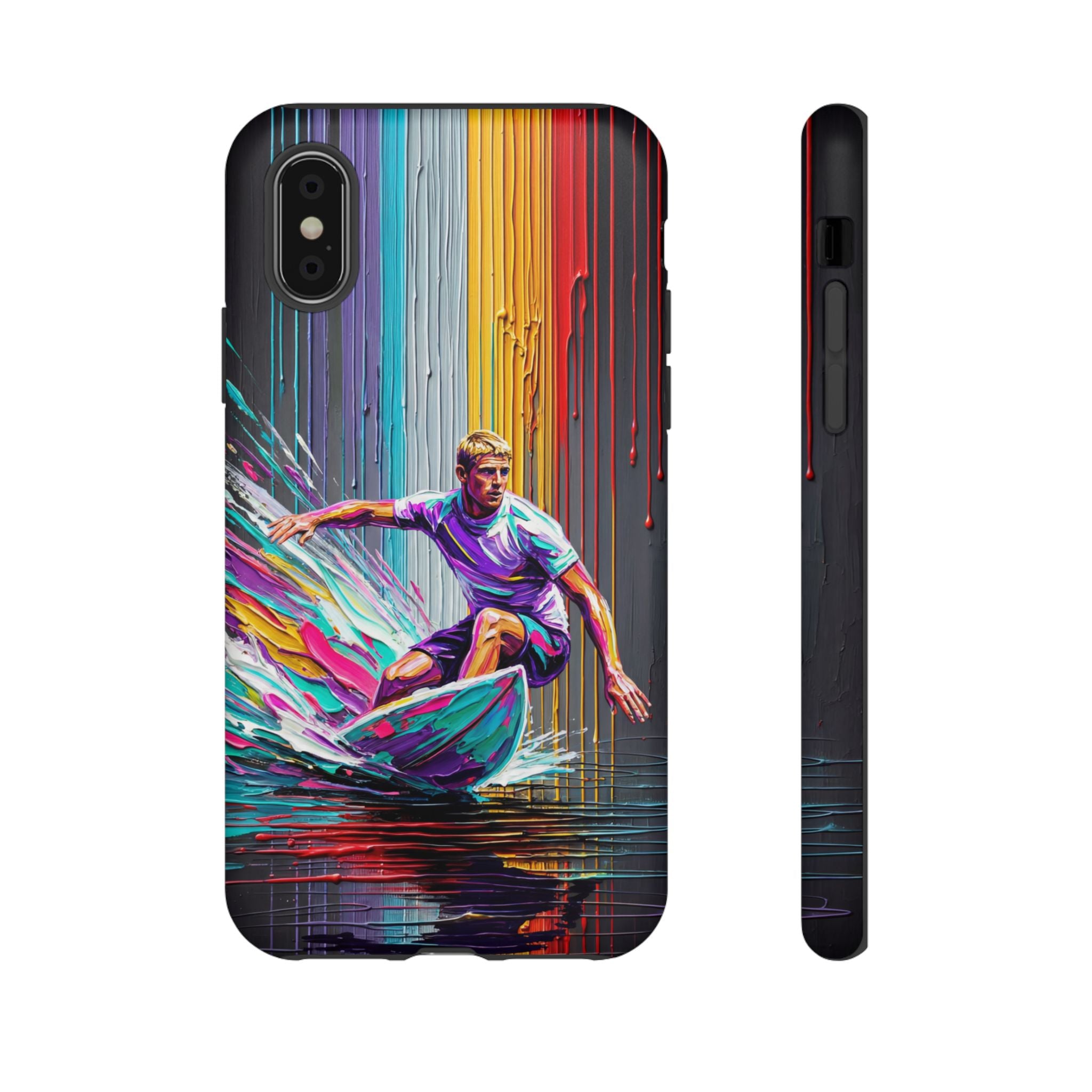 Surfing Art iPhone Case | Colourful Wave Surfer Protective Cover