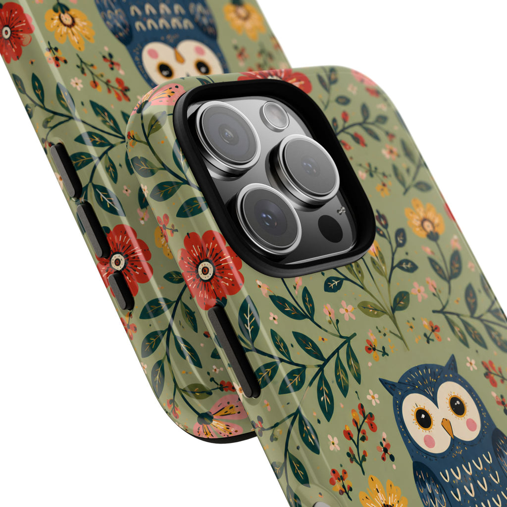 Floral Owl Tough iPhone Case | Cute Botanical Protective Cover