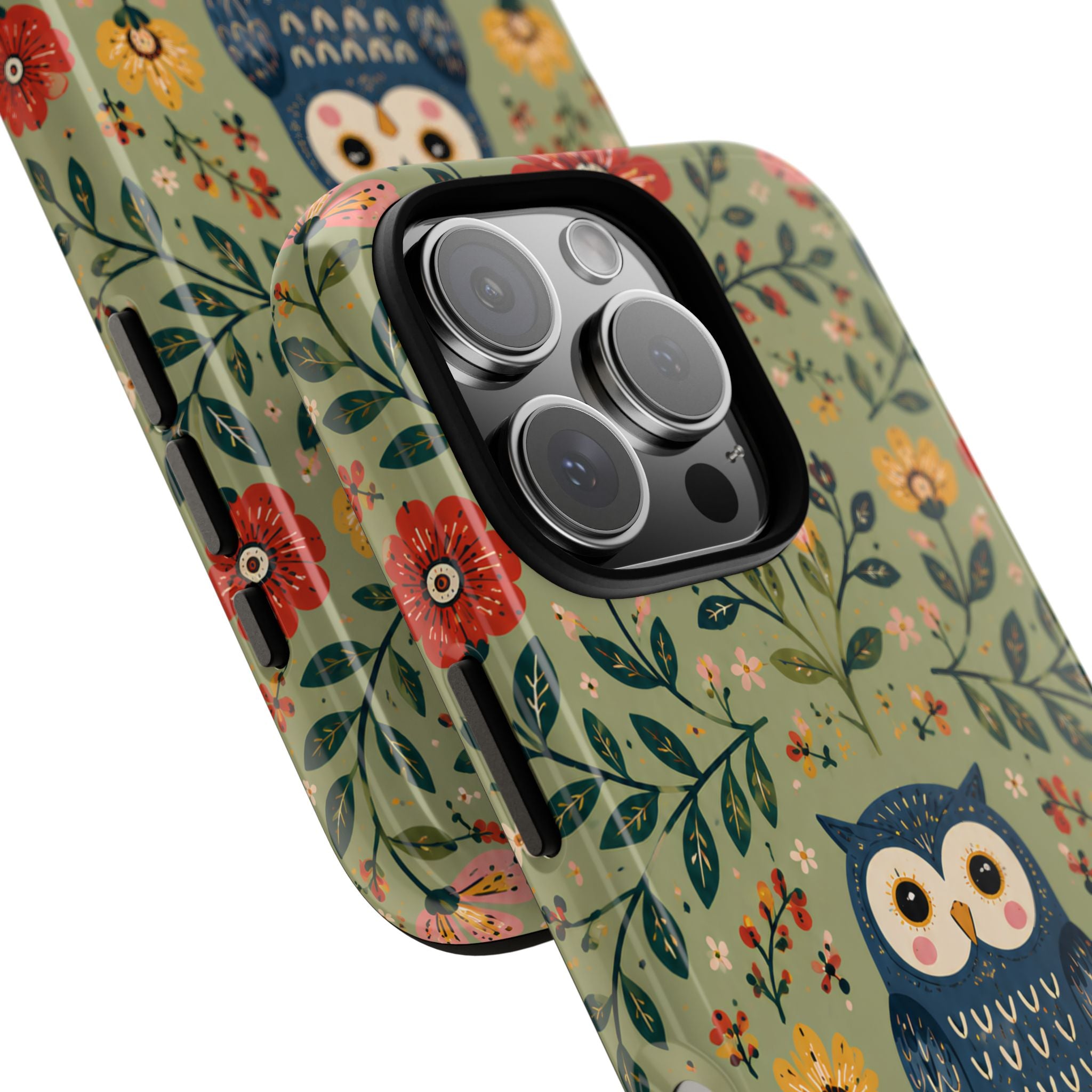 Floral Owl Tough iPhone Case | Cute Botanical Protective Cover
