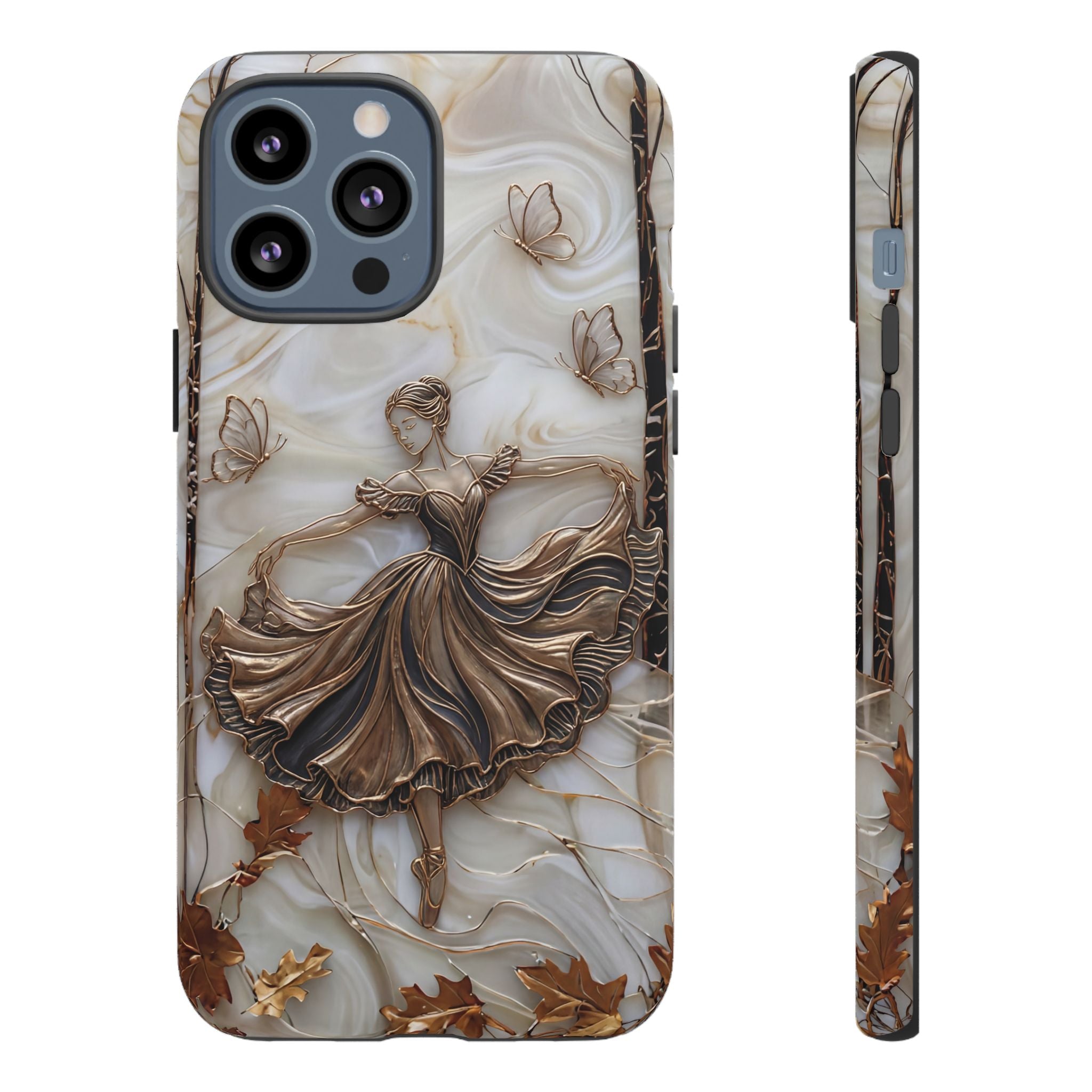 Elegant Bronze Ballerina Dance Design iPhone Case