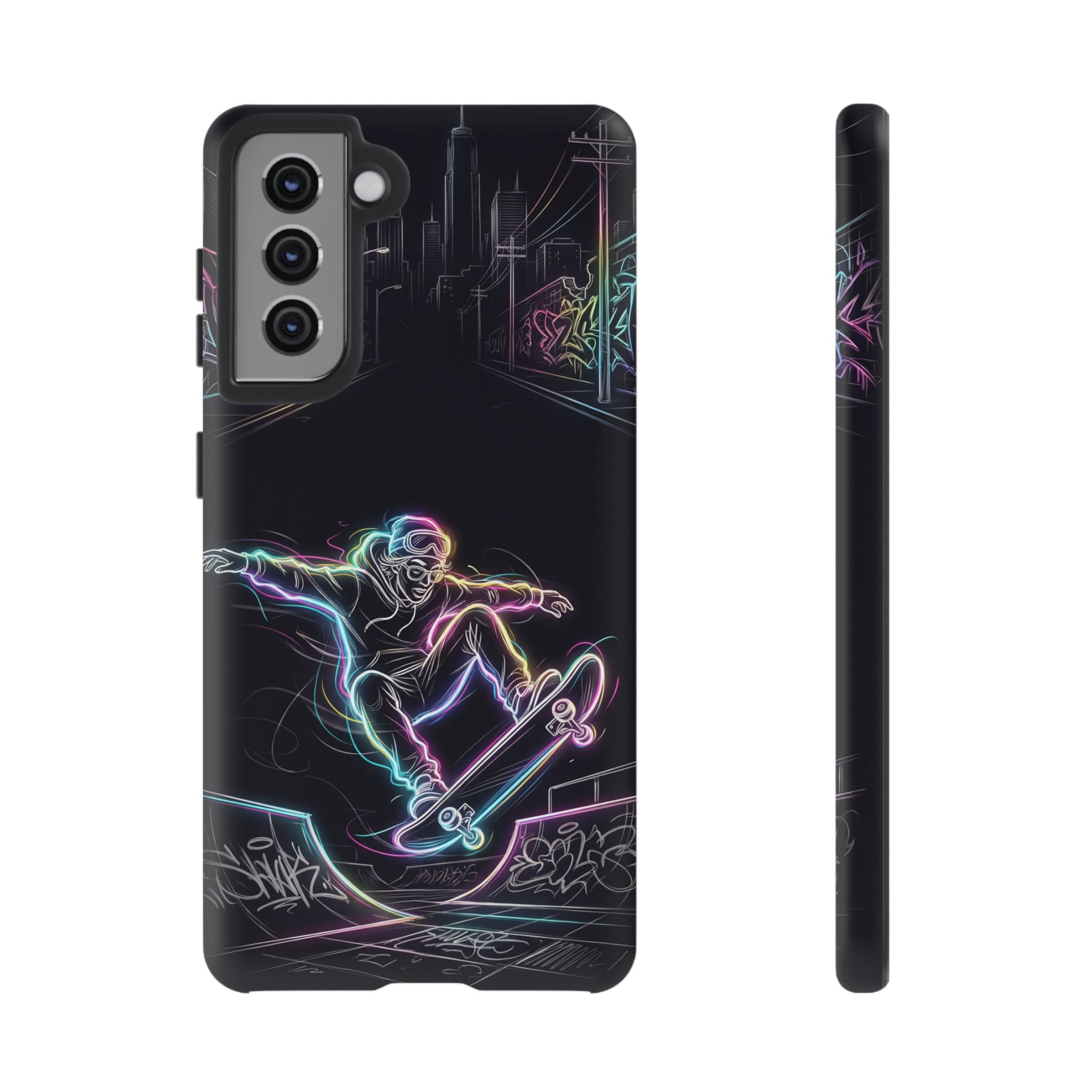 Neon Skateboard Samsung Galaxy Phone Case | Glow Skatepark Protective Cover