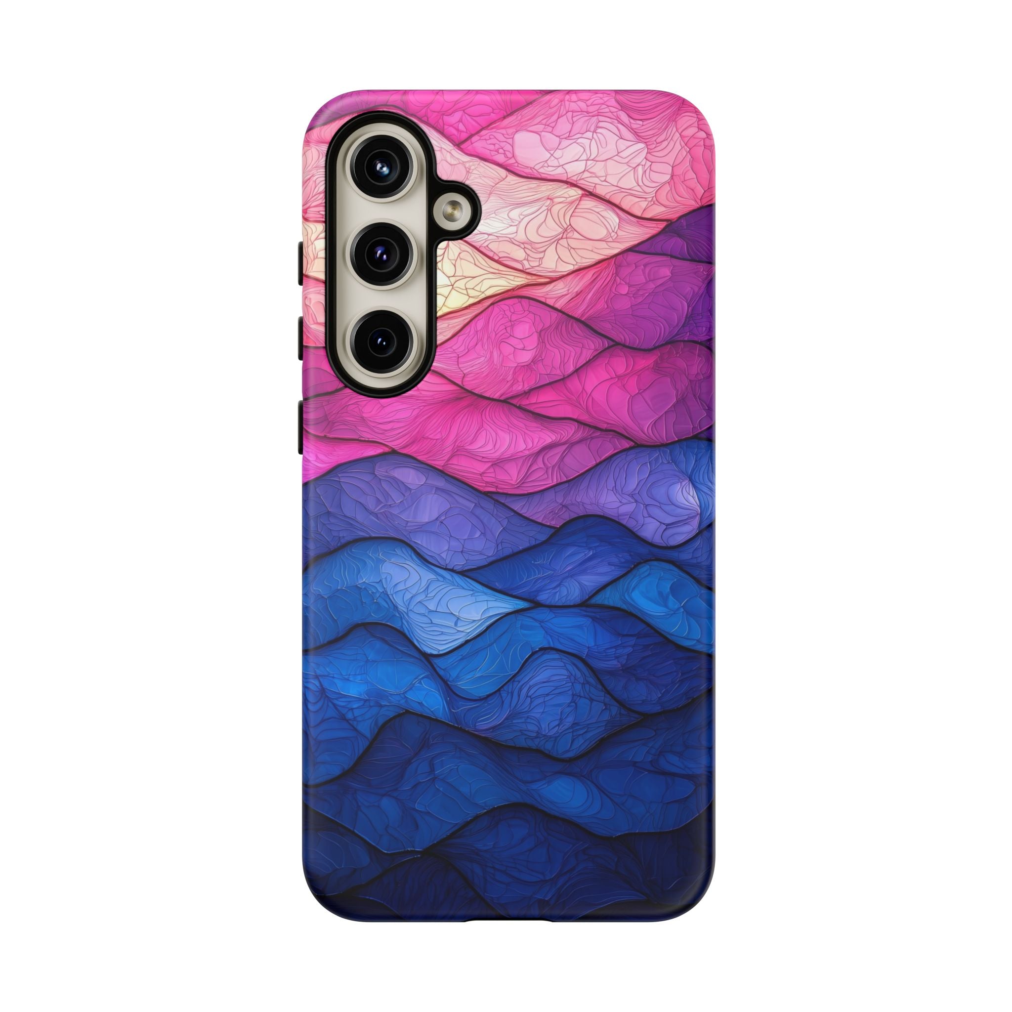 Abstract Ocean Waves Samsung Galaxy Case — Pink & Blue Gradient Tough Case