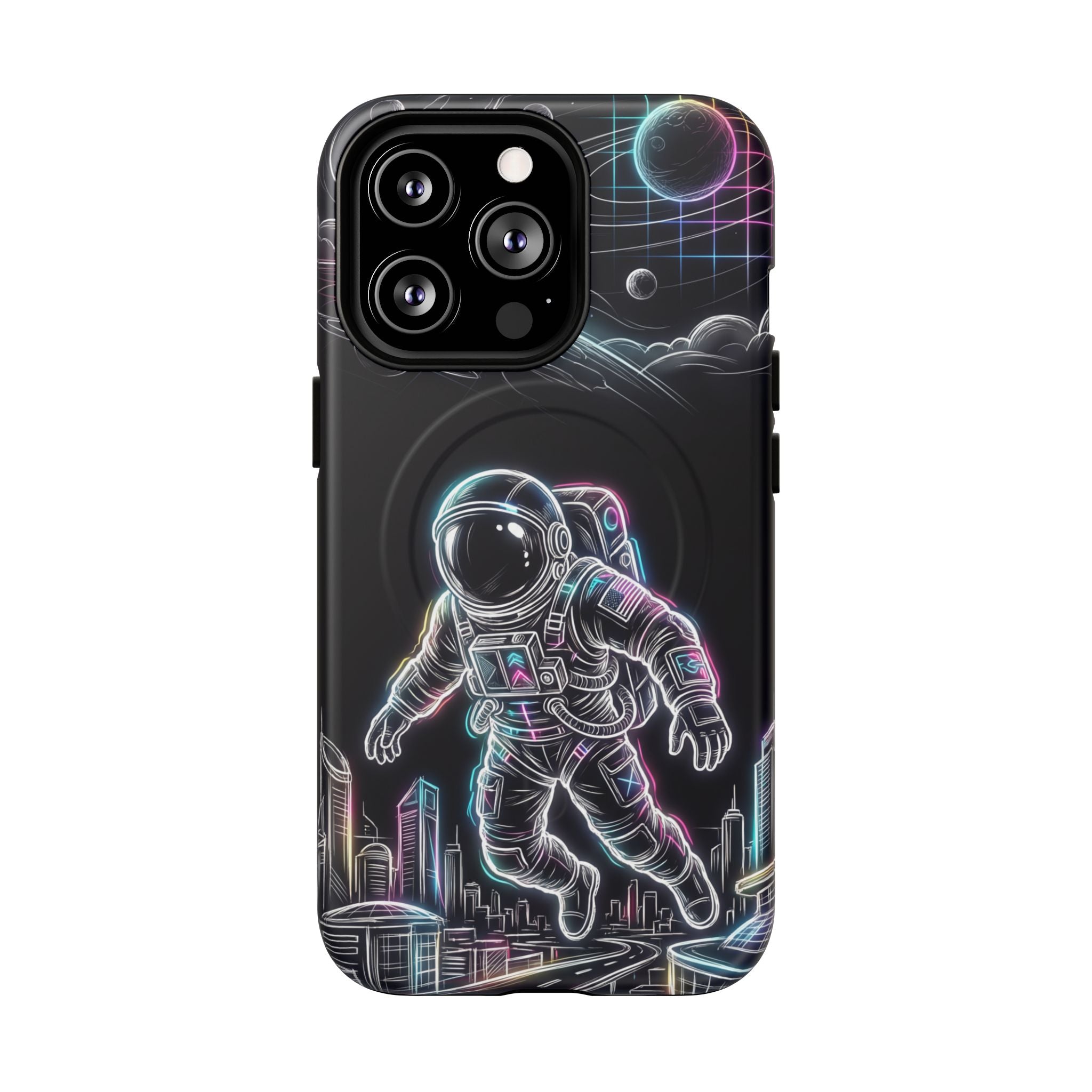 Space Explorer Astronaut NeonMagSafe iPhone Case