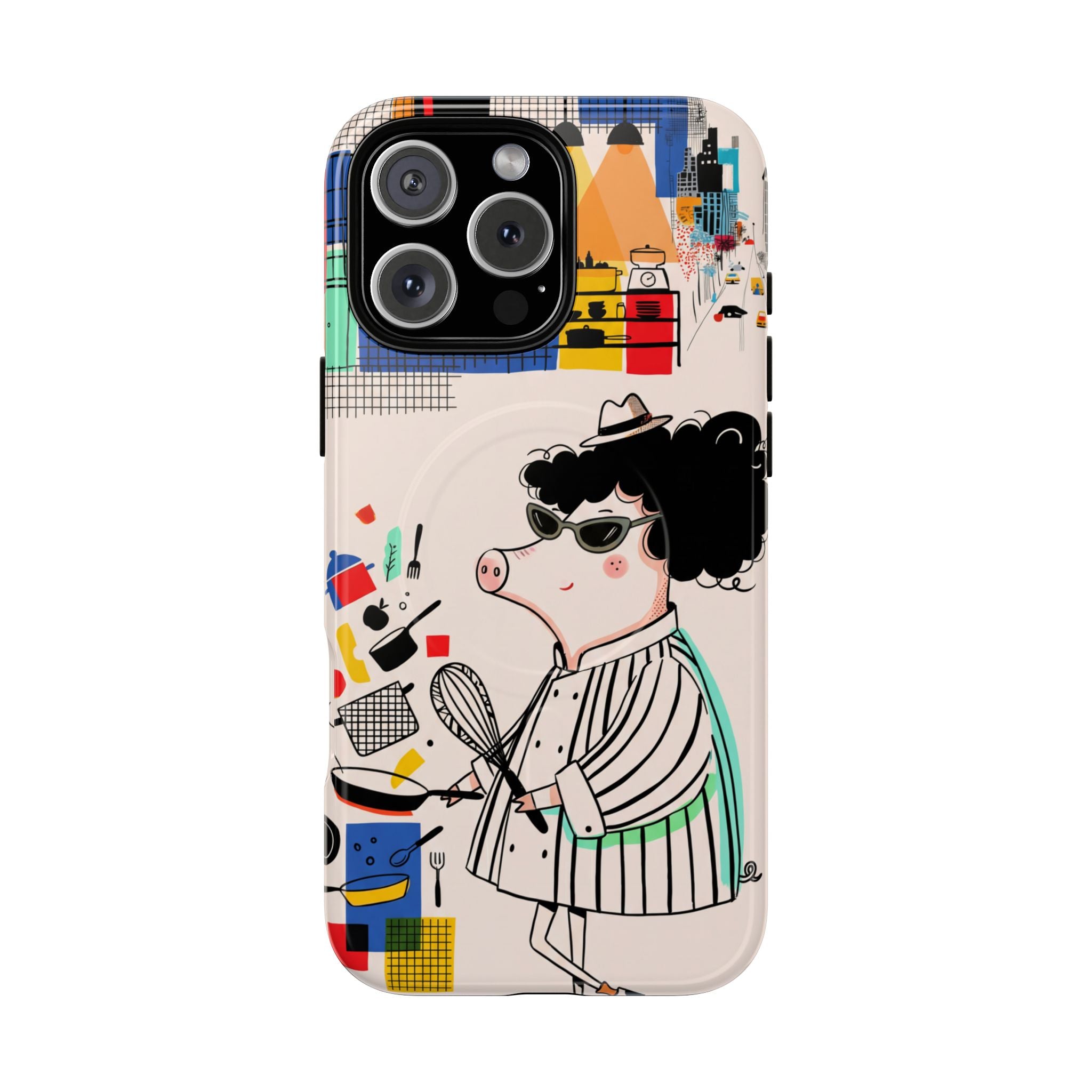 Cute Chef Pig MagSafe iPhone Case | Quirky Cartoon Kitchen Art Tough Case