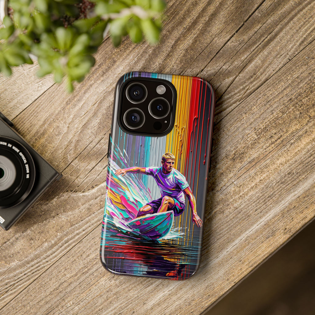 Surfing Art iPhone Case | Colourful Wave Surfer Protective Cover