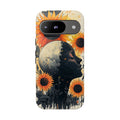 Sunflower Moon Art Google Pixel Case | Floral Celestial