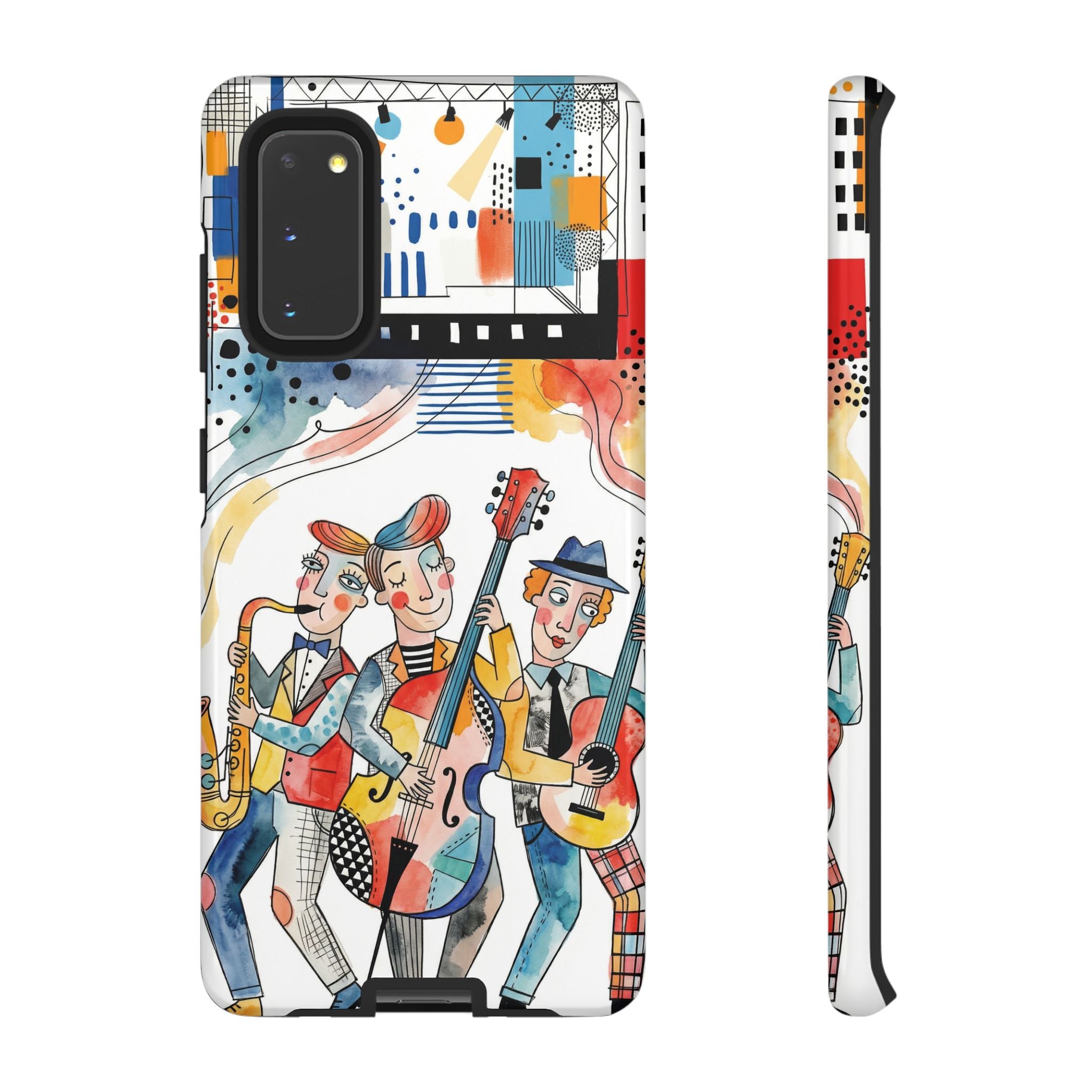 Musical Trio Illustrated Samsung Galaxy Phone Case | Colorful Jazz Band Art Phone Cover