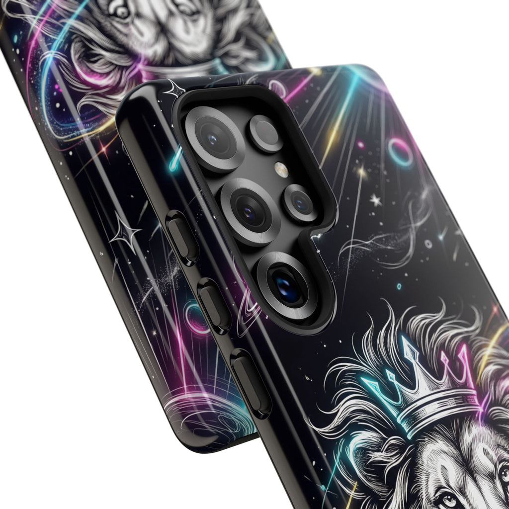 Galaxy Lion Samsung Galaxy Phone Case | Neon Crowned Lion Protective Case