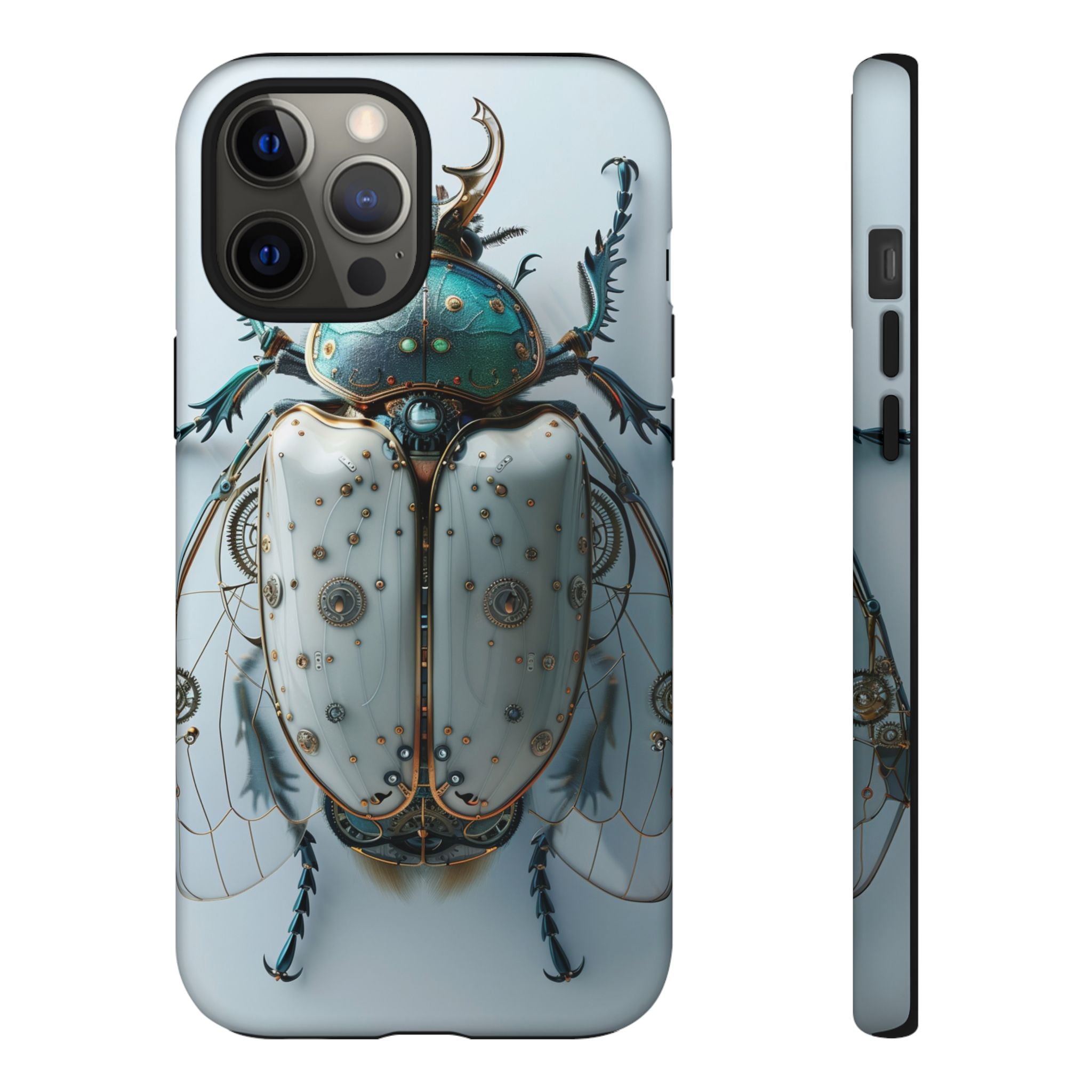 Steampunk White Beetle Protective Tough iPhone Case