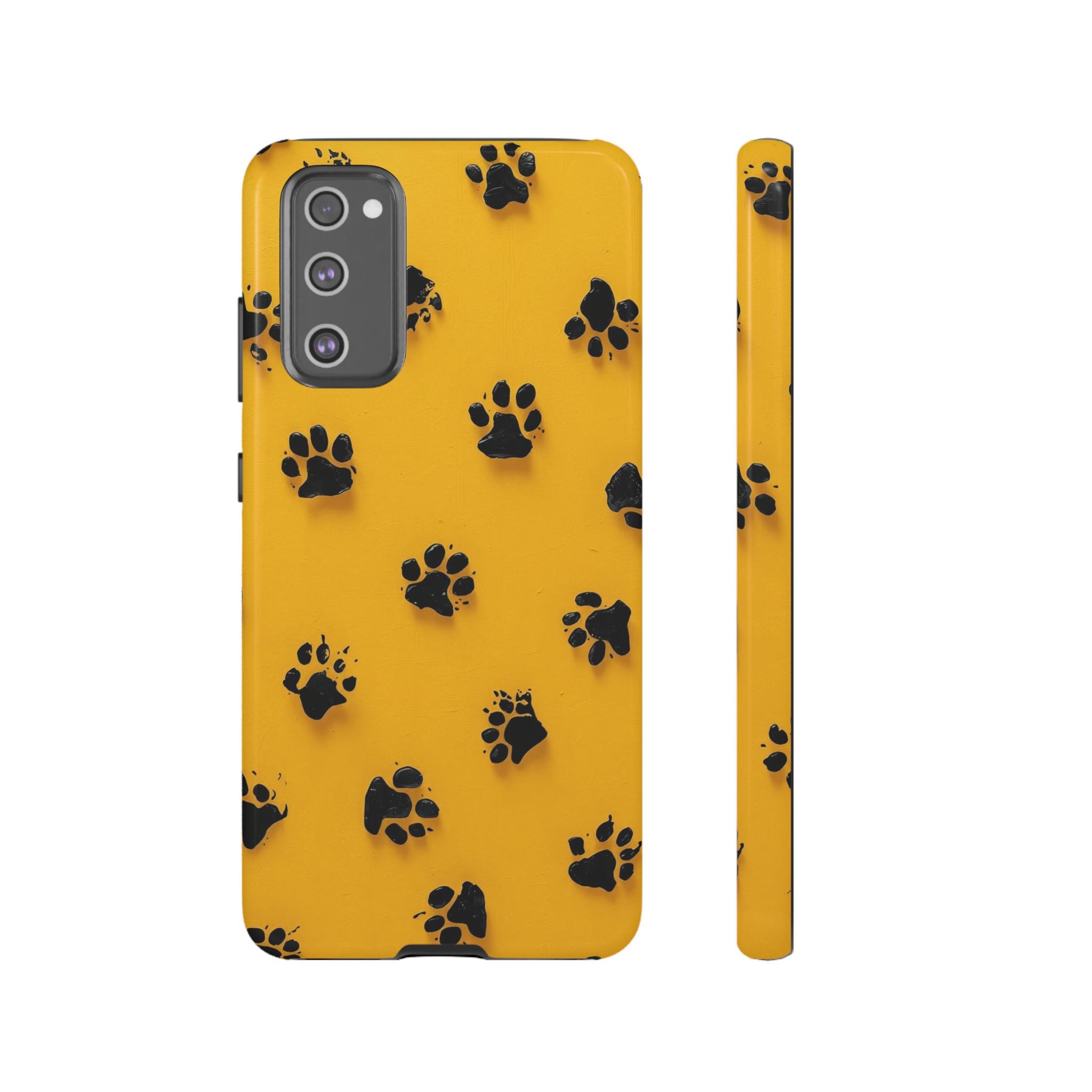 Yellow Paw Print Tough Samsung Galaxy Case — Protective Dog & Cat Lover Cover