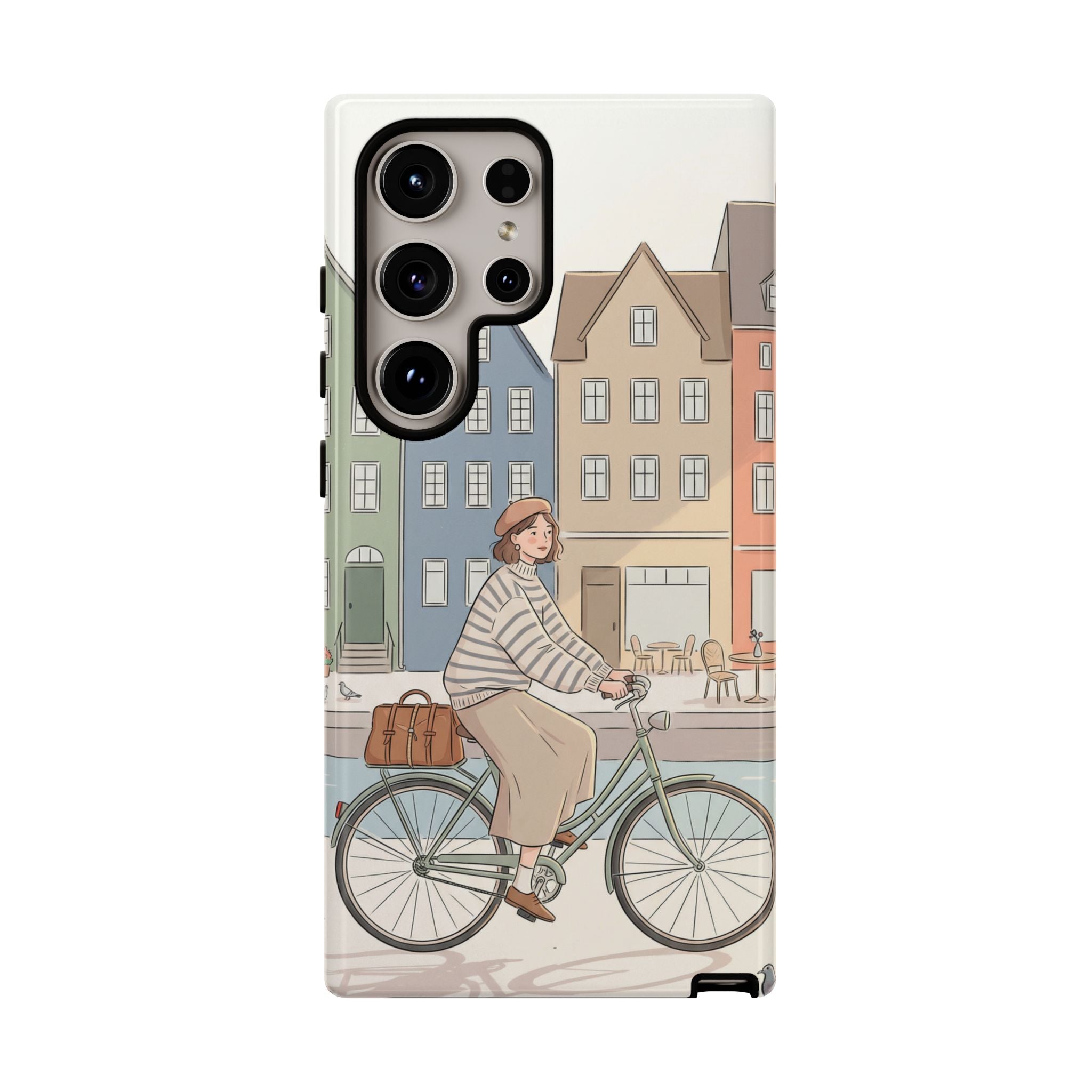 City Bike Samsung Galaxy Phone Case | Cozy European Street Illustration Tough Cases