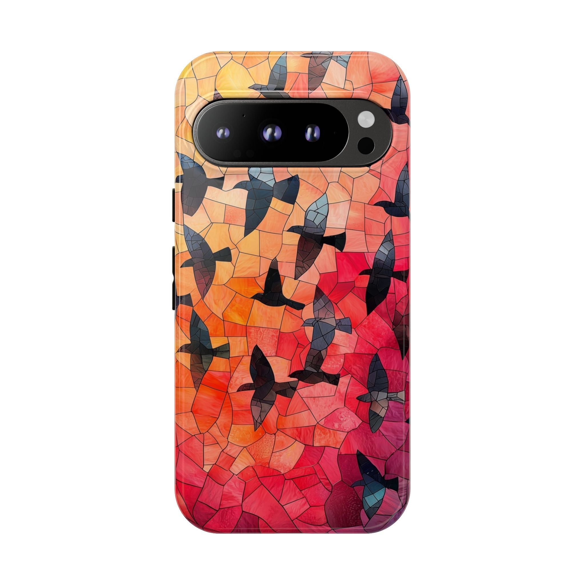 Stained Glass Mosaic Sunset Birds Google Pixel Case