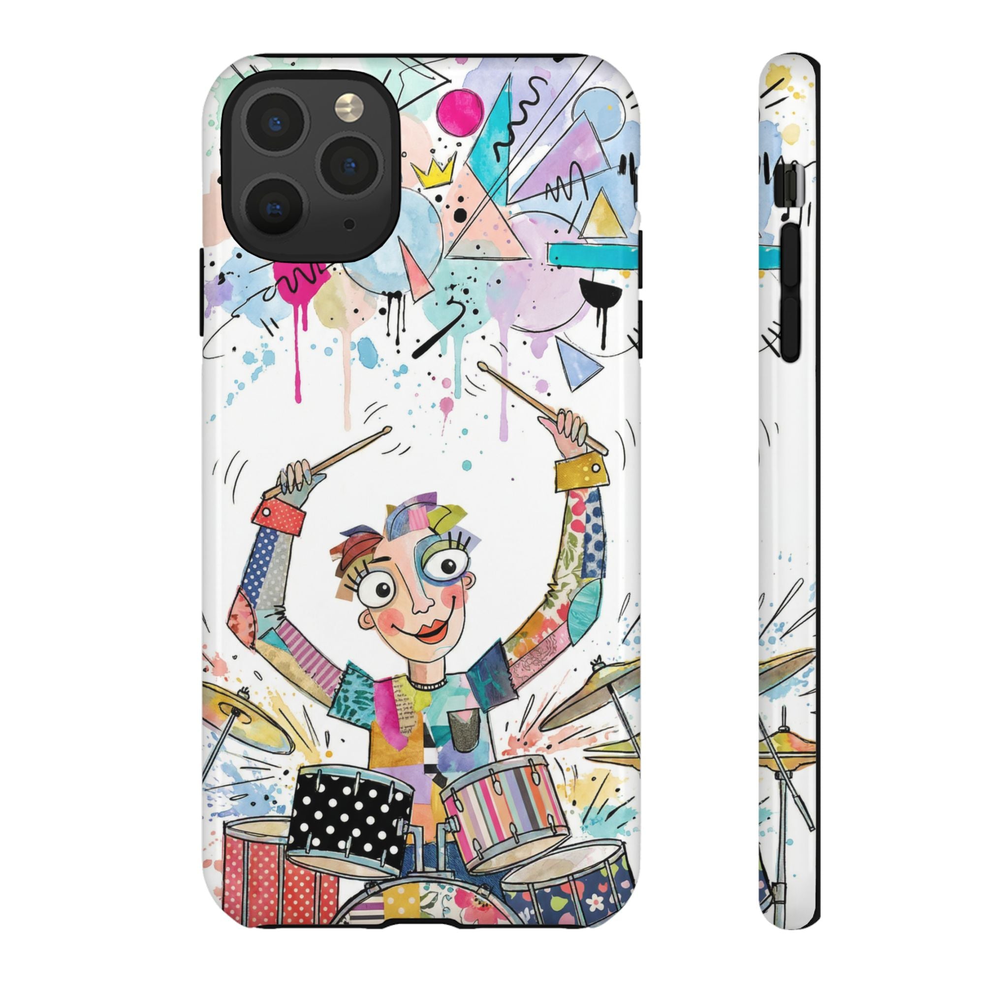 Drummer Boy iPhone Case | Colorful Cartoon Drum Kit Protective Cover
