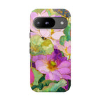Floral Watercolor Tough Google Pixel Phone Case | Pink Lotus Garden Protective Cover