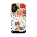 Floral Rainbow Cat Tough MagSafe iPhone Case — Colorful Pilates Cat Design