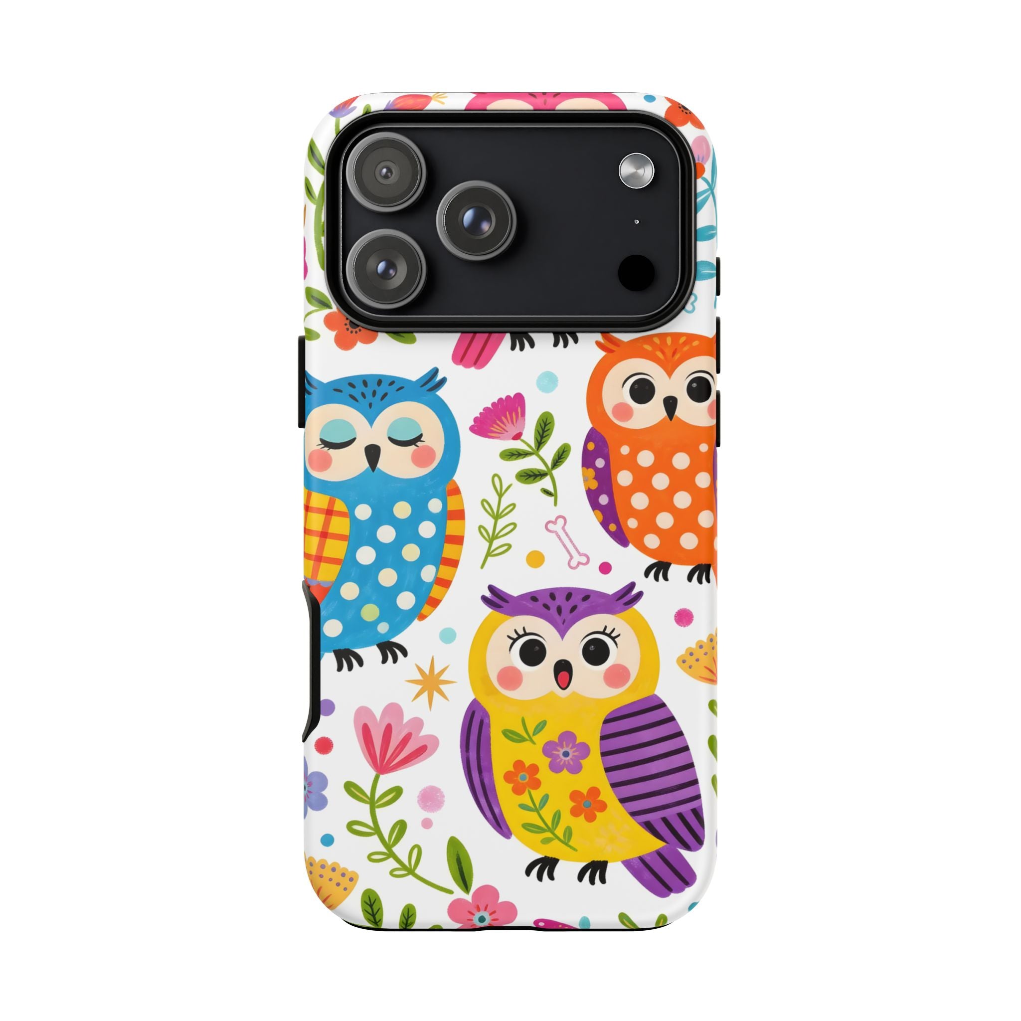 Cute Colorful Owls iPhone Case | Cute Owl Pattern Tough Case